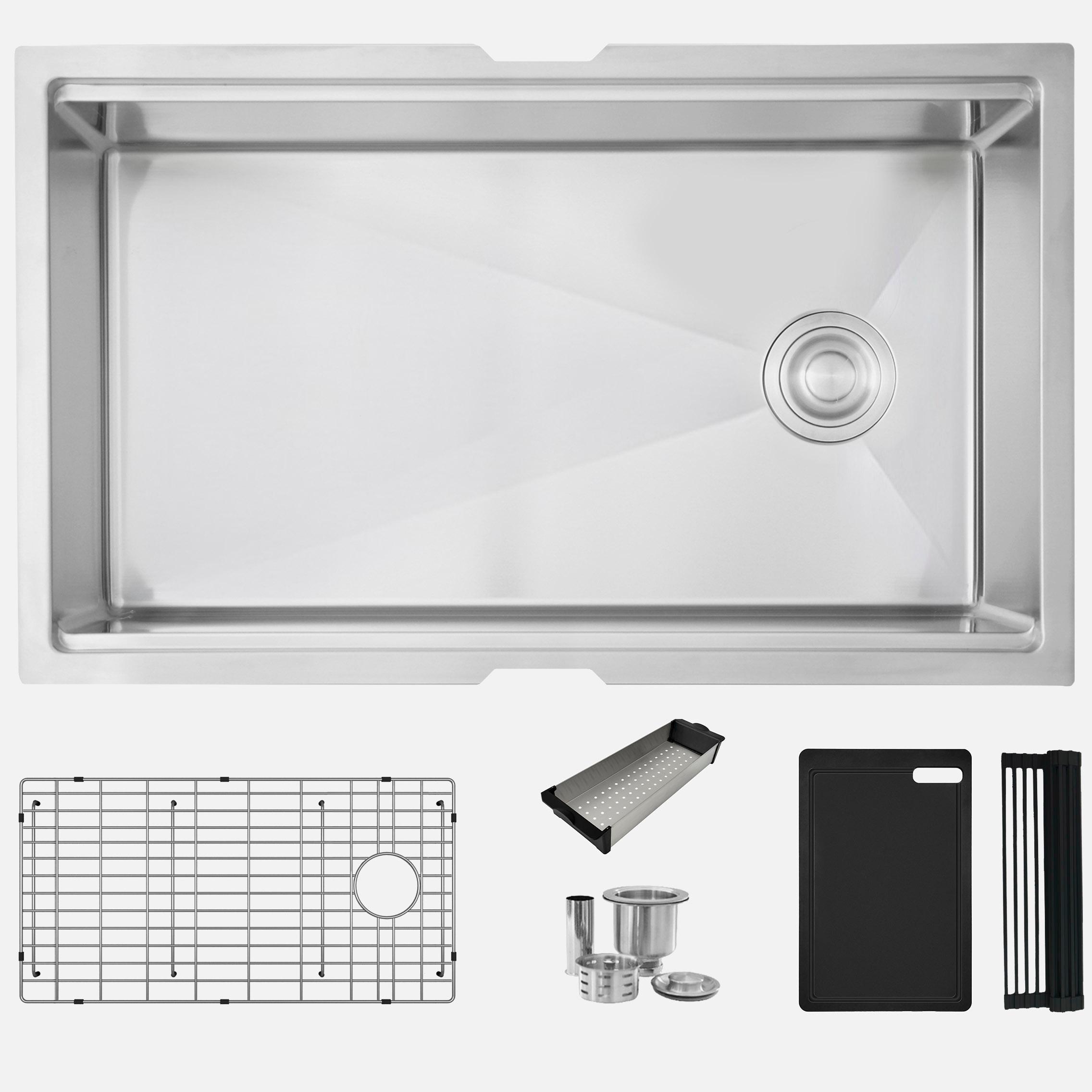 Stylish Versa33 Undermount 33" Workstation 16-gauge Single-Bowl Kitchen Sink