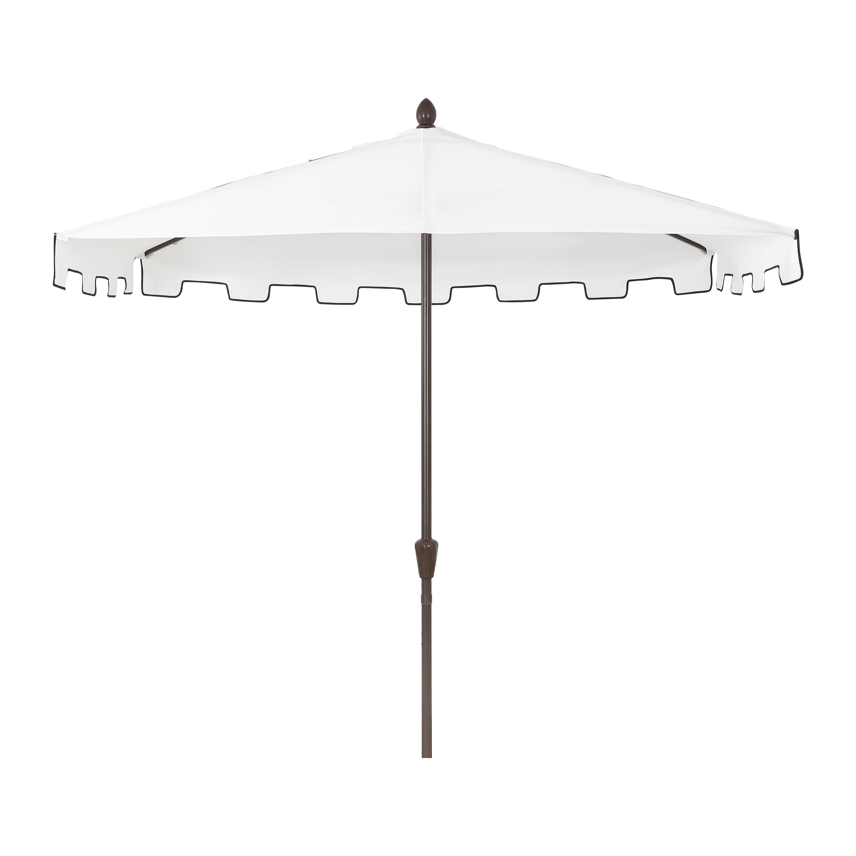 JONATHAN Y Sidney 9 ft. Classic MidCentury Rectangular Half Market Patio Umbrella with Crank, Wind Vent and UV Protection in White/Black