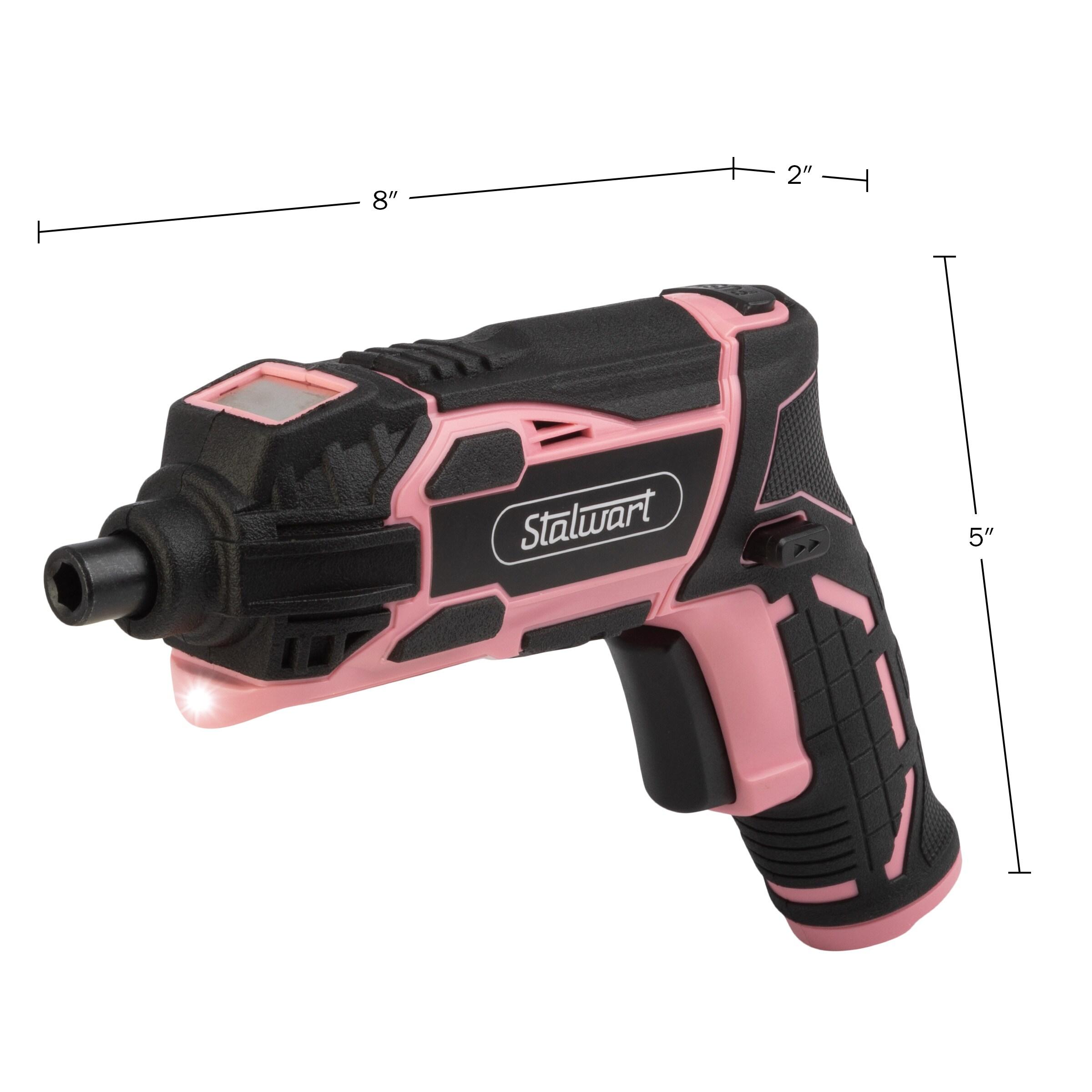 Stalwart 45pc 4V Cordless Screwdriver Set, Pink