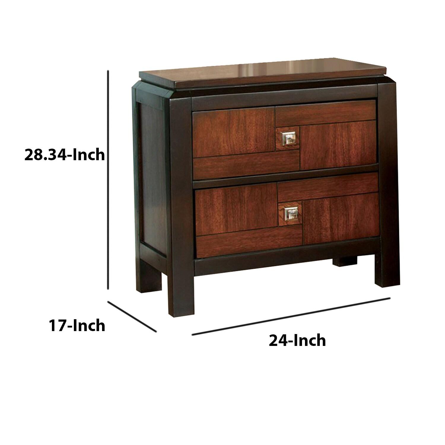 Patra Acacia & Walnut 2-Drawer Transitional Nightstand