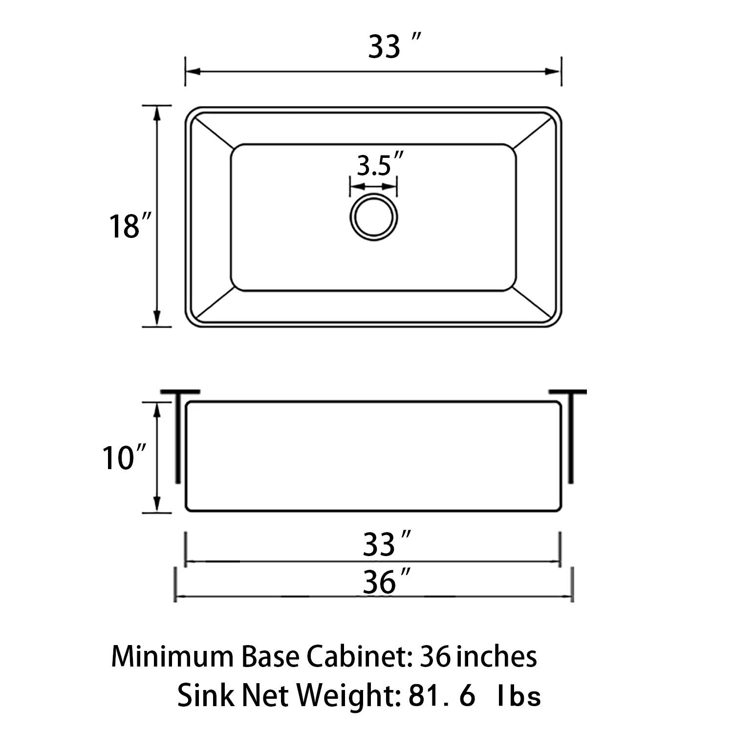 Sinber 33 Inch Farmhouse Apron Single Bowl Kitchen Sink with Fireclay White Finish 2 Accessories