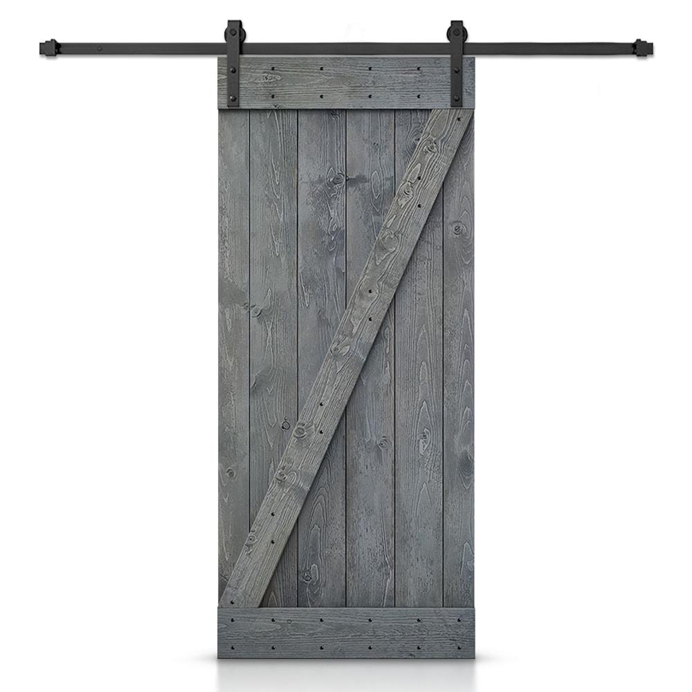 TMS 84'' Solid Wood Paneled Painted with Installation Hardware Kit Barn Door