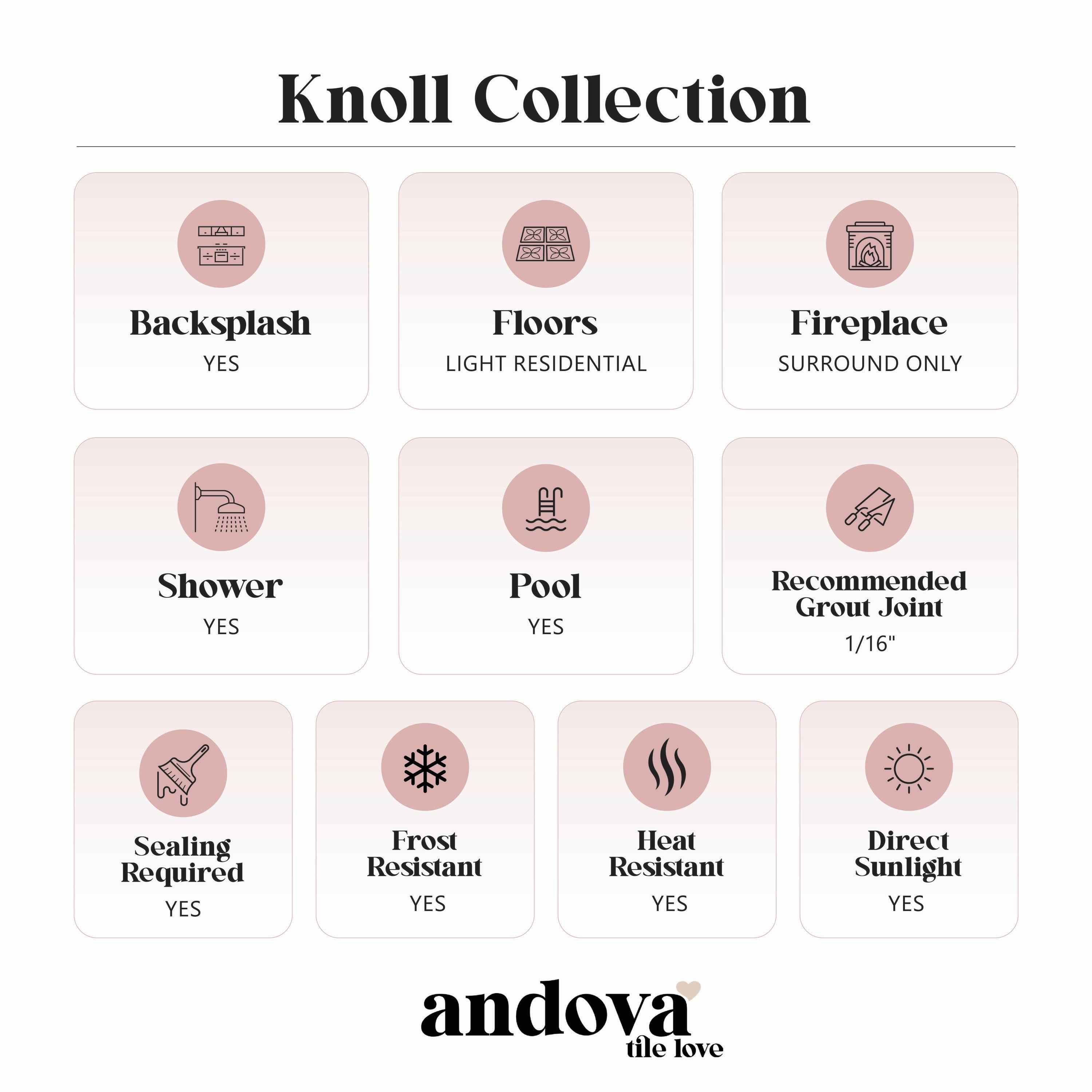 Knoll Natural Stone Mosaic Kitchen Backsplash, Bathroom, Shower, Pool, Wall and Floor Tile