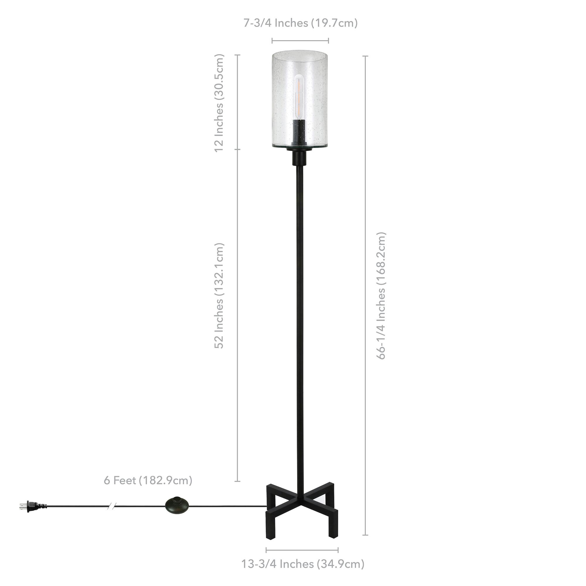 Evelyn&Zoe Industrial Metal Floor Lamp with Seeded Glass Shade