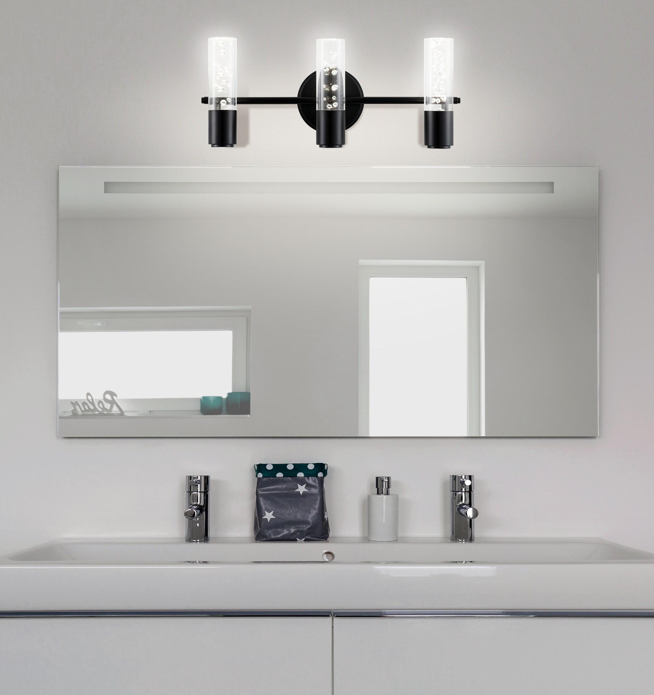 Bolha 18" 3-Light Minimalist Modern Bubble Acrylic/Iron Integrated LED Vanity Light, Black