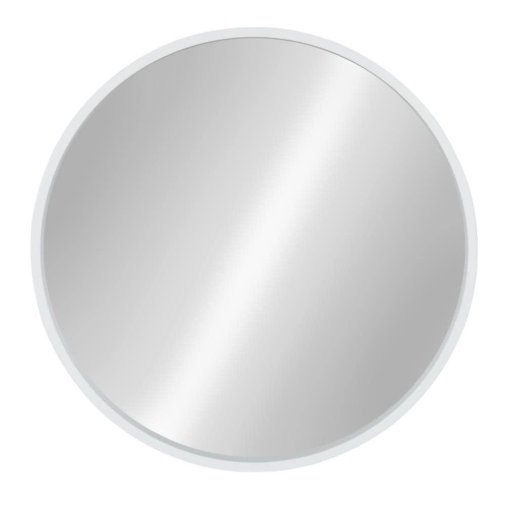 22" x 22" Travis Round Wood Accent Wall Mirror White - Kate and Laurel All Things Decor: Modern Satin Finish, No Assembly Required