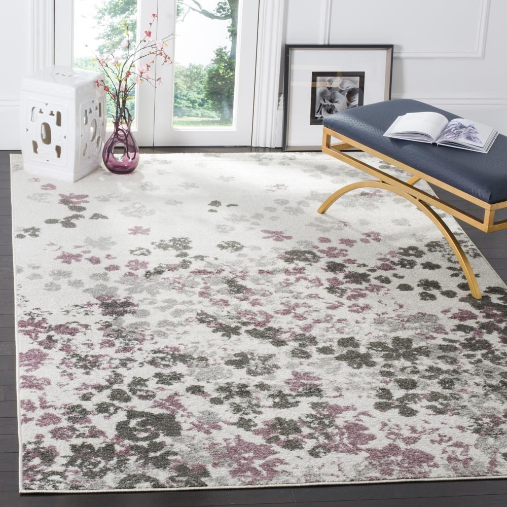 Adirondack ADR115 Machine Made Indoor Area Rug - Ivory/Purple - 6'x9' - Safavieh