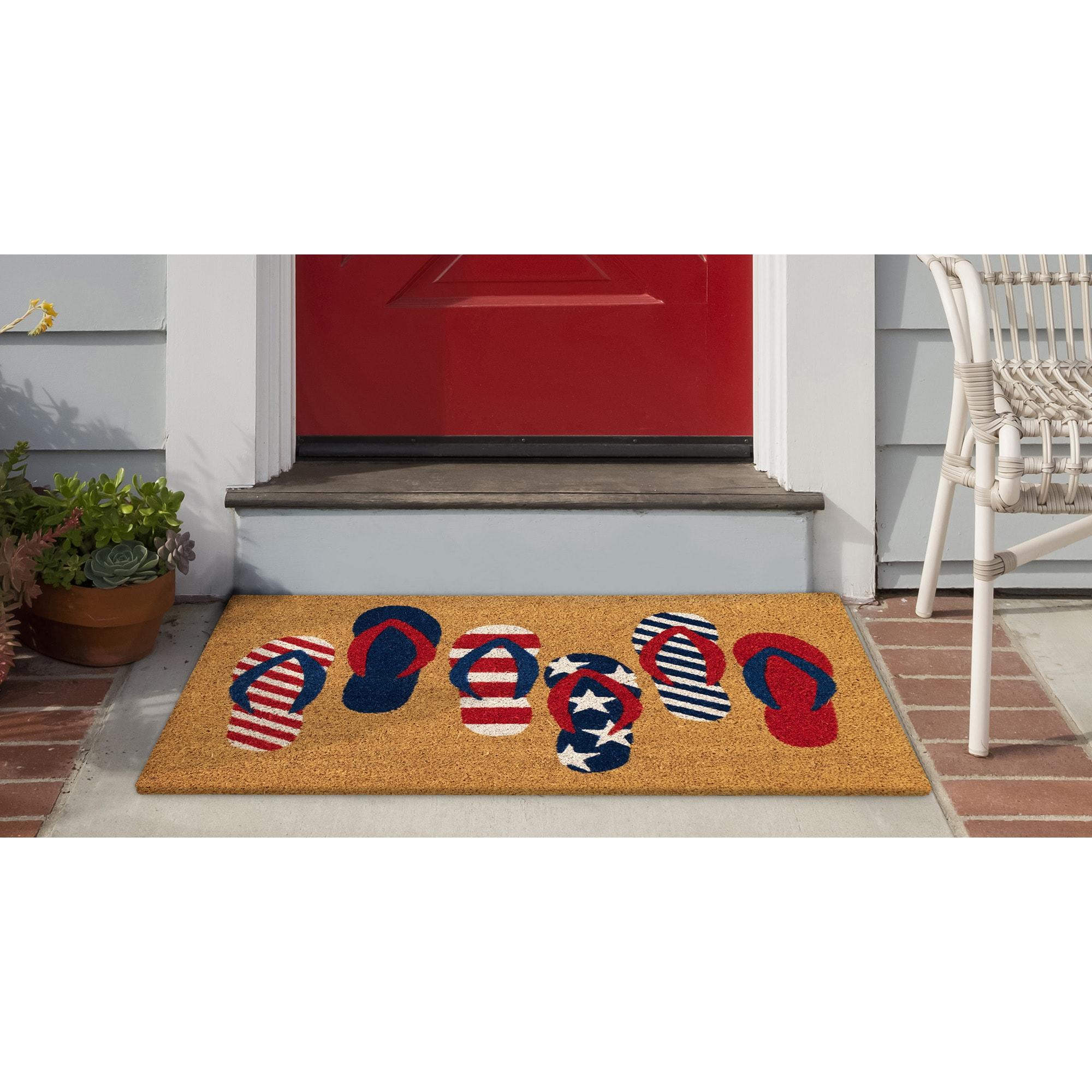 Patriotic Flip Flops Coir Outdoor Doormat 2' x 3'