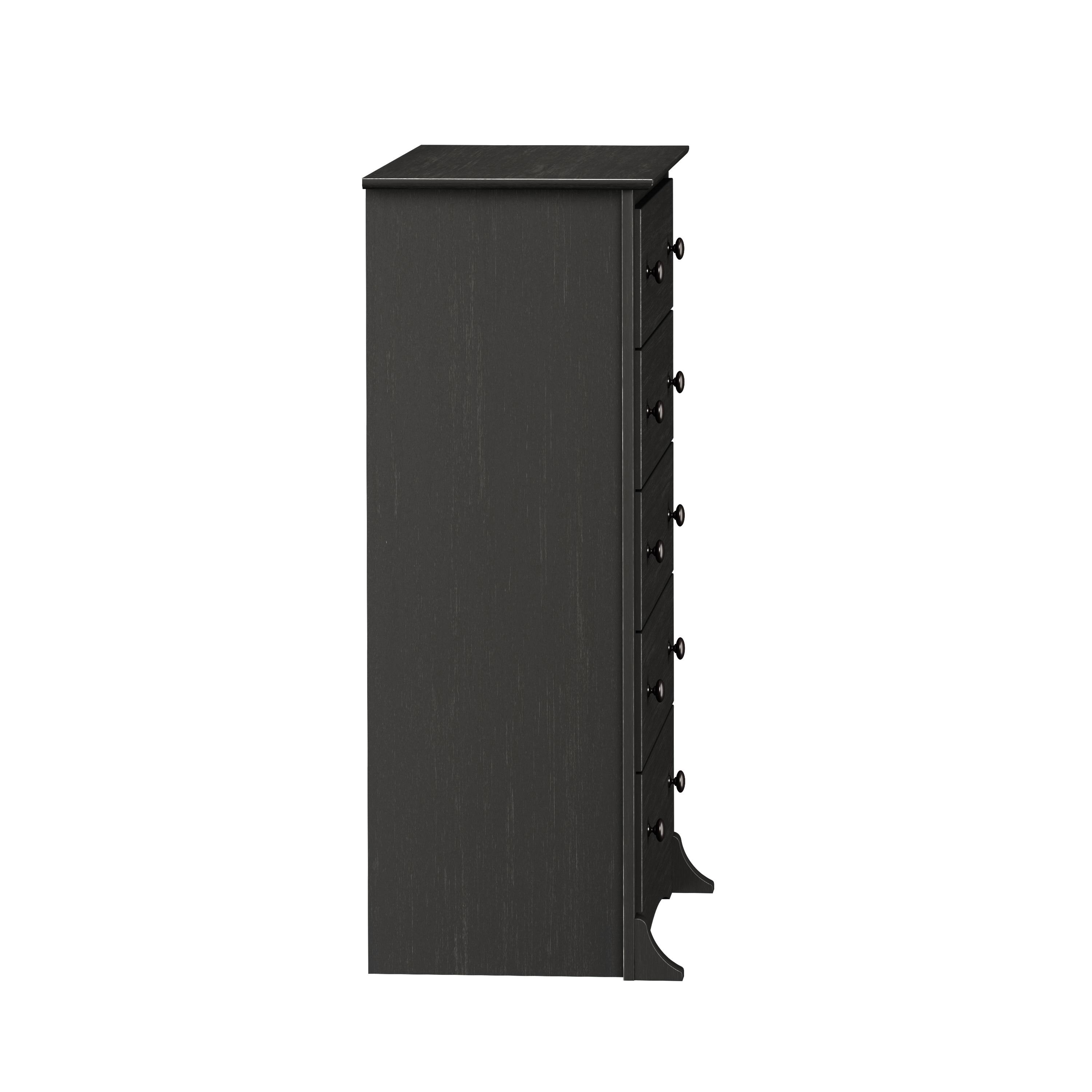 Prepac Monterey 5 Drawer Dresser Washed Black: Wood Composite Vertical Storage, 45.25" High