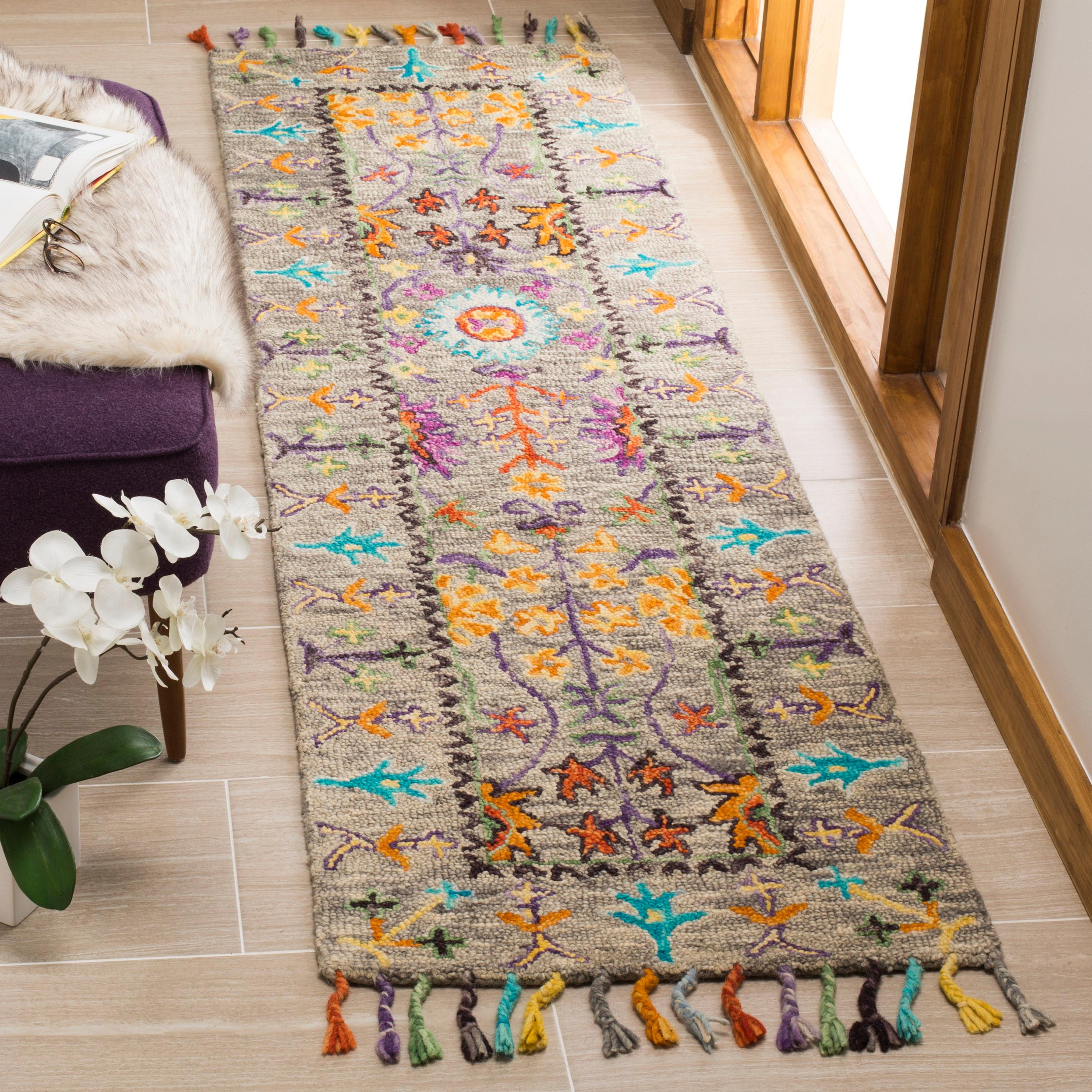 Blossom BLM453 Hand Tufted Indoor Runner Rug - Grey/Multi - 2'3"x8' - Safavieh