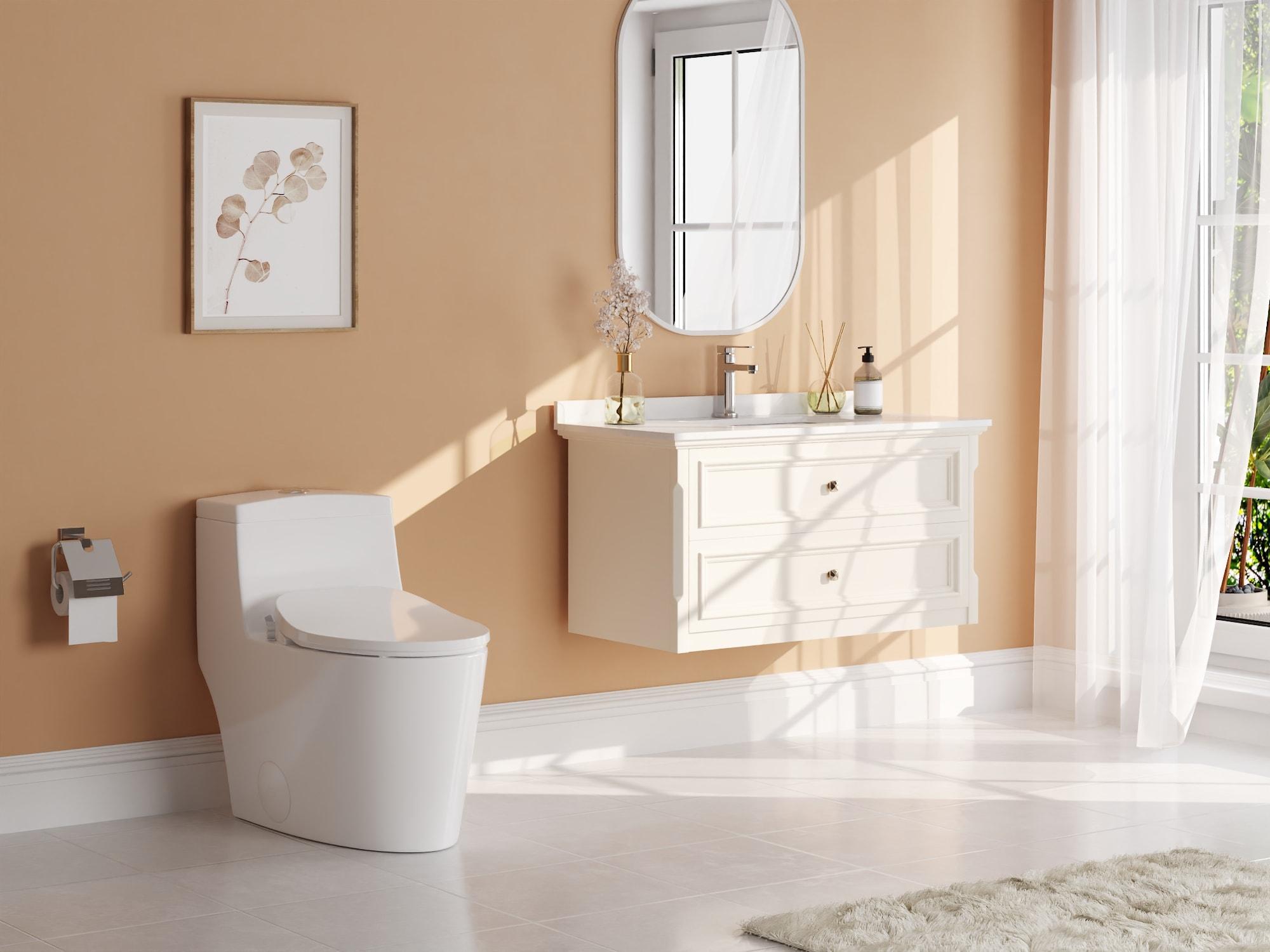 Electric Quiet Close Bidet Seat for Elongated Toilets in White