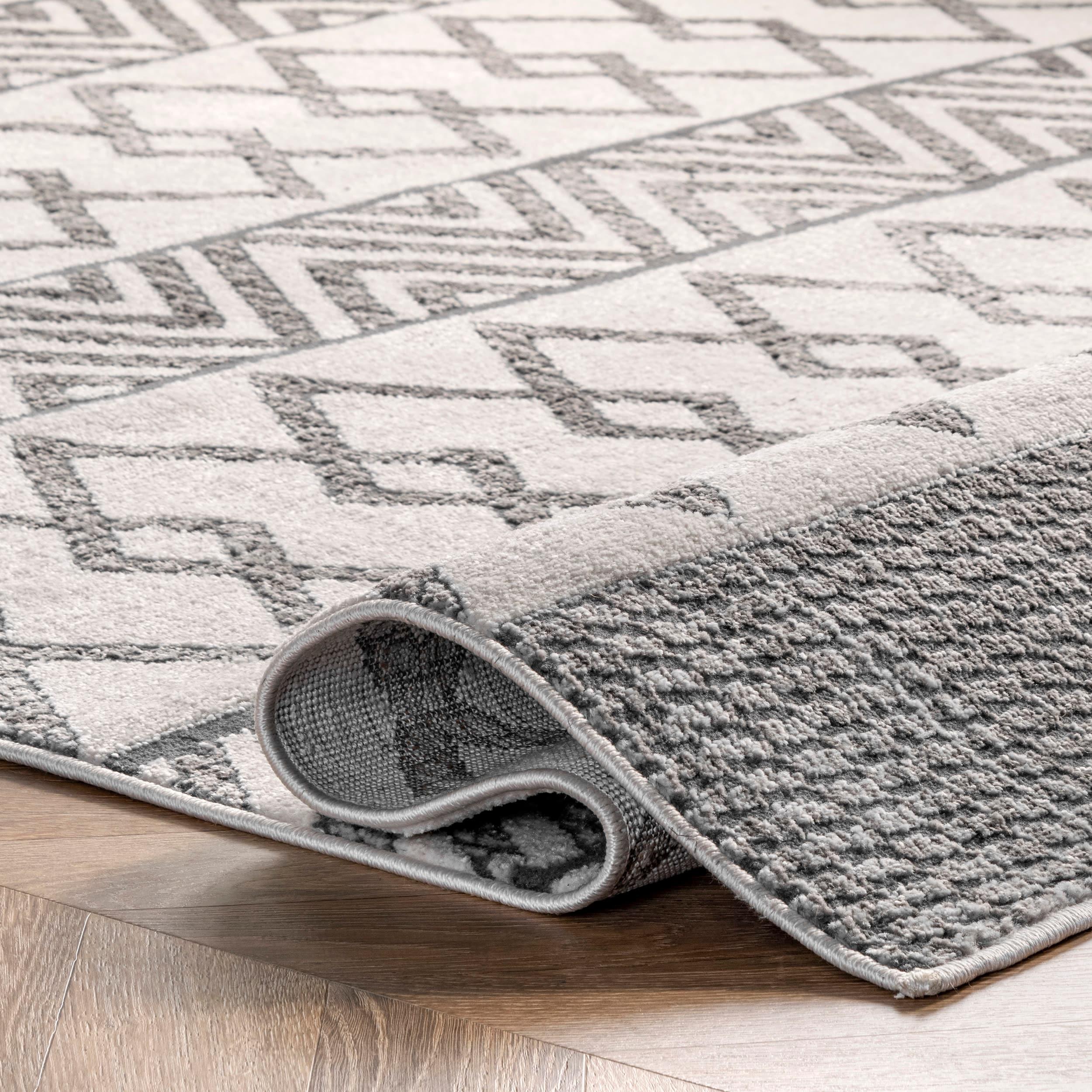 Easy Care Gray Synthetic Rectangular Area Rug