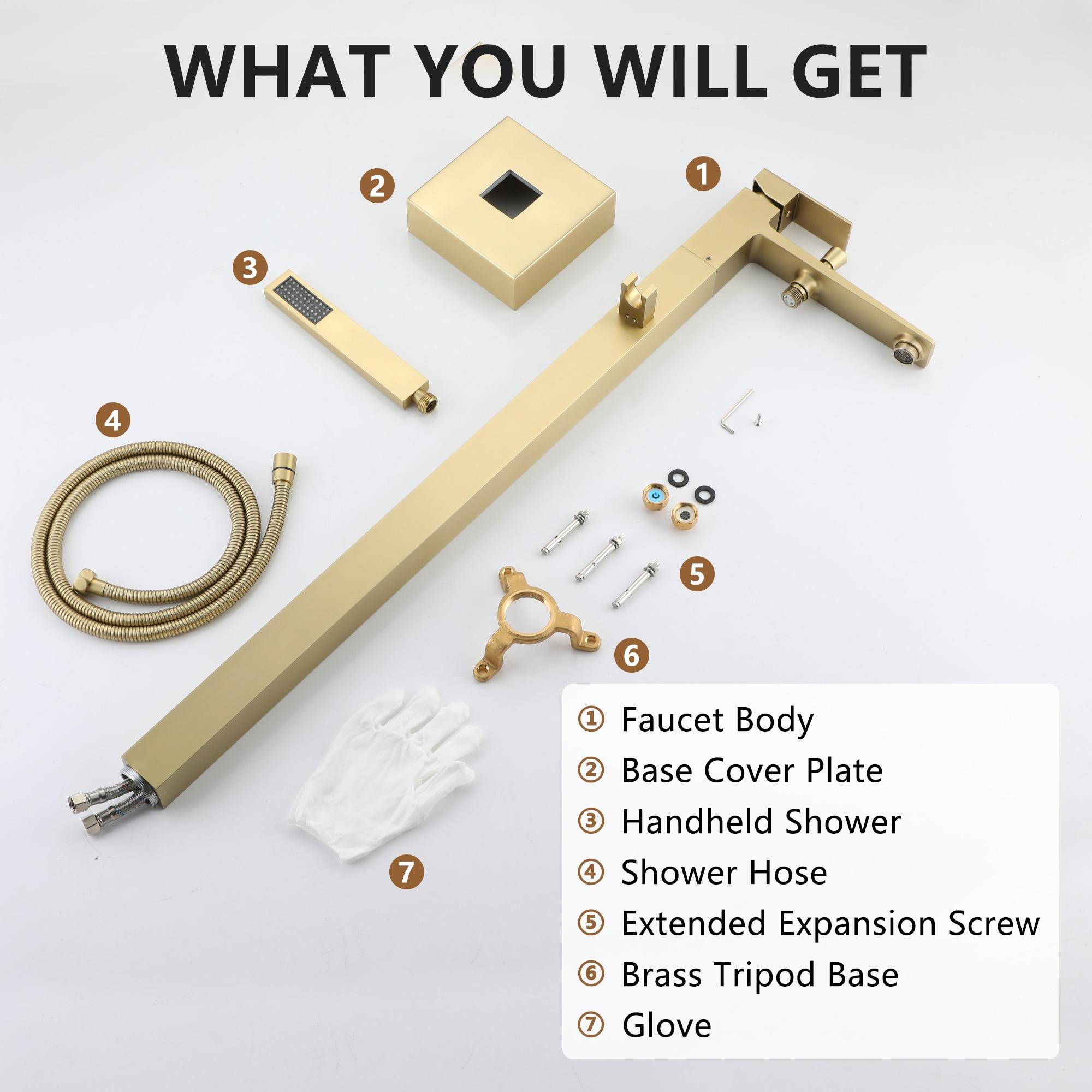 mondawe Single Handle Floor Mounted Freestanding Tub Filler with Diverter MDLT0055-BG