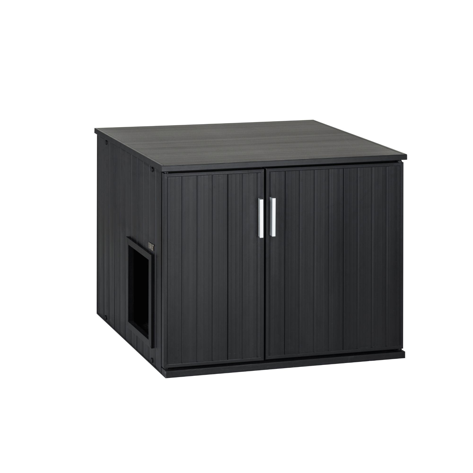 New Age Pet® ECOFLEX® Promax Litter Loo® Litter Box Enclosure Table, Espresso Black - Durable Wood Plastic Composite Cat Litter Box Furniture with No-Track Litter Mat, Easy Clean, Quick Assembly