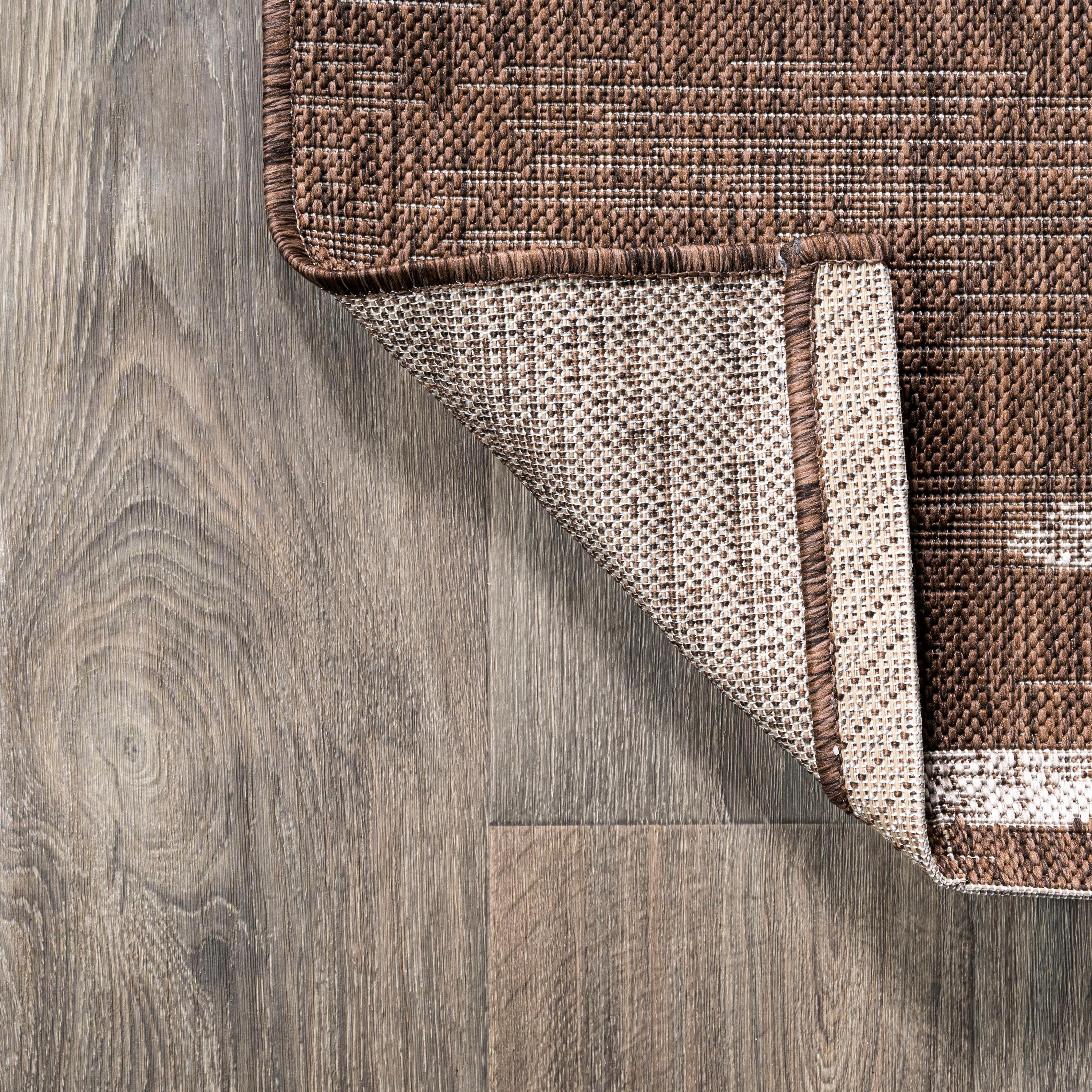 8'x10' Zolak Berber Stripe Geometric Indoor/Outdoor Area Rug, Brown/Beige - JONATHAN Y