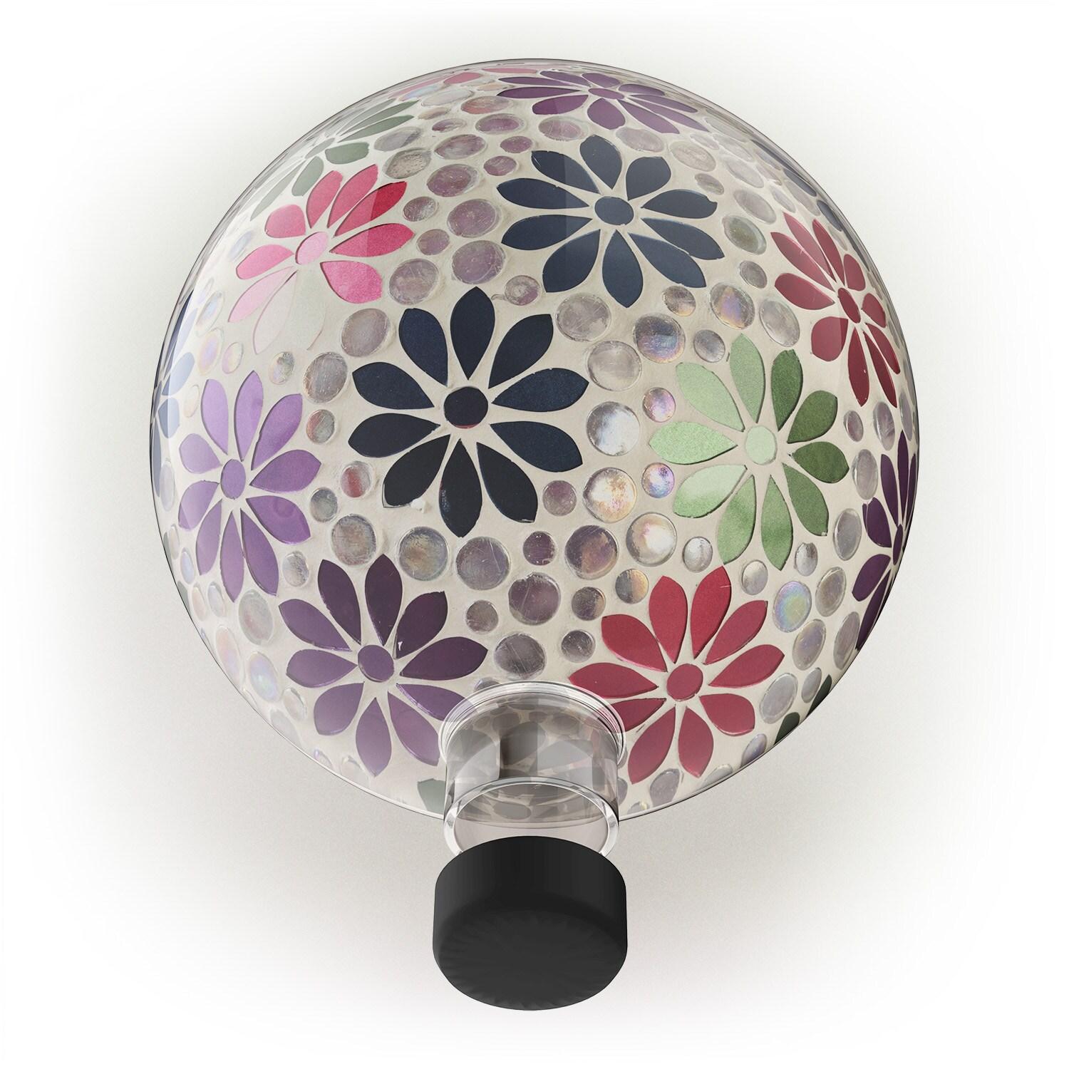 Alpine Corporation 10" Glass Mosaic Floral Gazing Globe, Multicolor