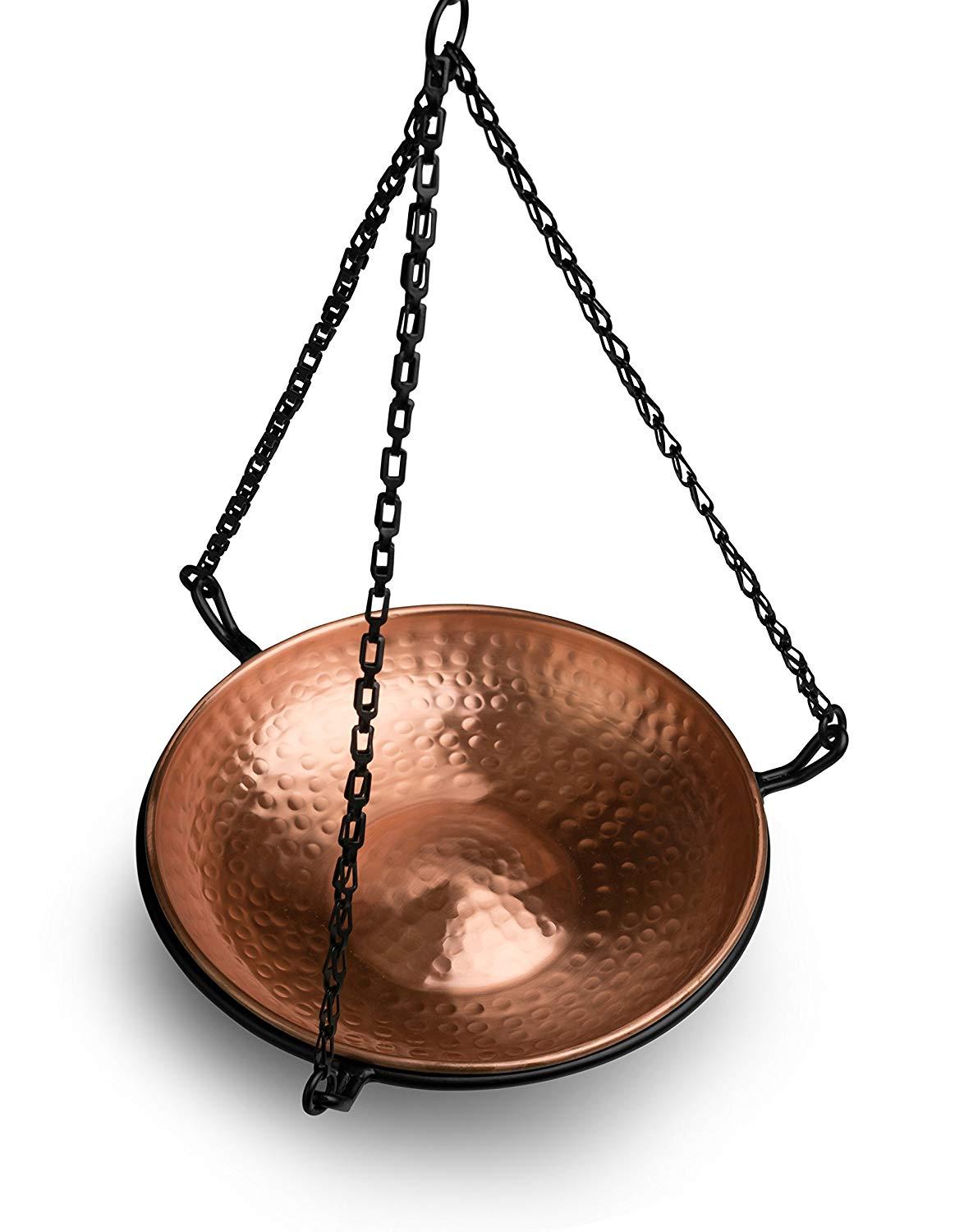 Pure Copper Hand Hammered Bird Bath Feeder Bowl Detachable Outdoor Decor for Garden Backyard Patio and Deck