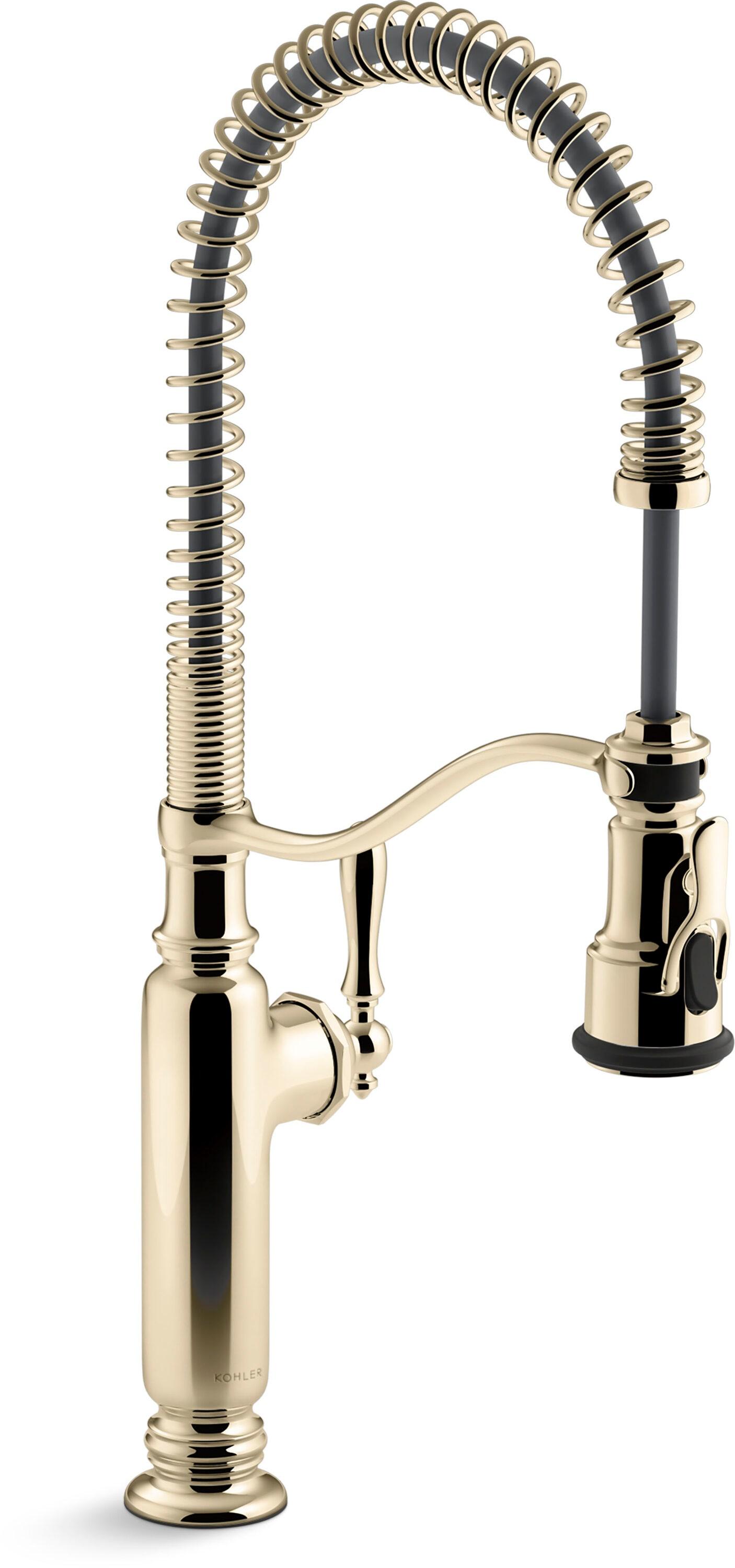 Kohler Tournant® Single Handle Semi-Professional Pre-Rinse Kitchen Faucet with Three-Function Pull Down Sprayer