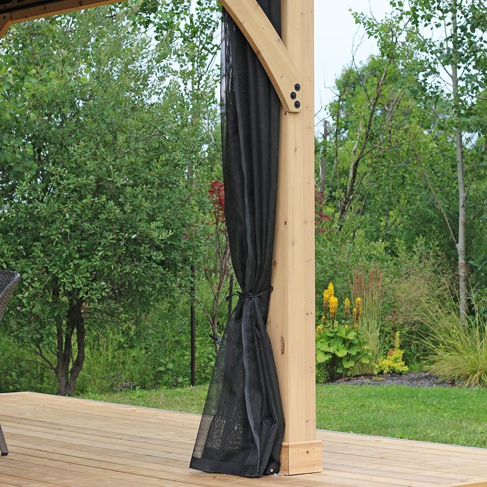 Yardistry 12' x 16' Meridian Gazebo Mosquito Mesh Kit  Premium Phifer UV-Resistant Mesh with Easy Glide Tracks and Full-Length Zippered Panels