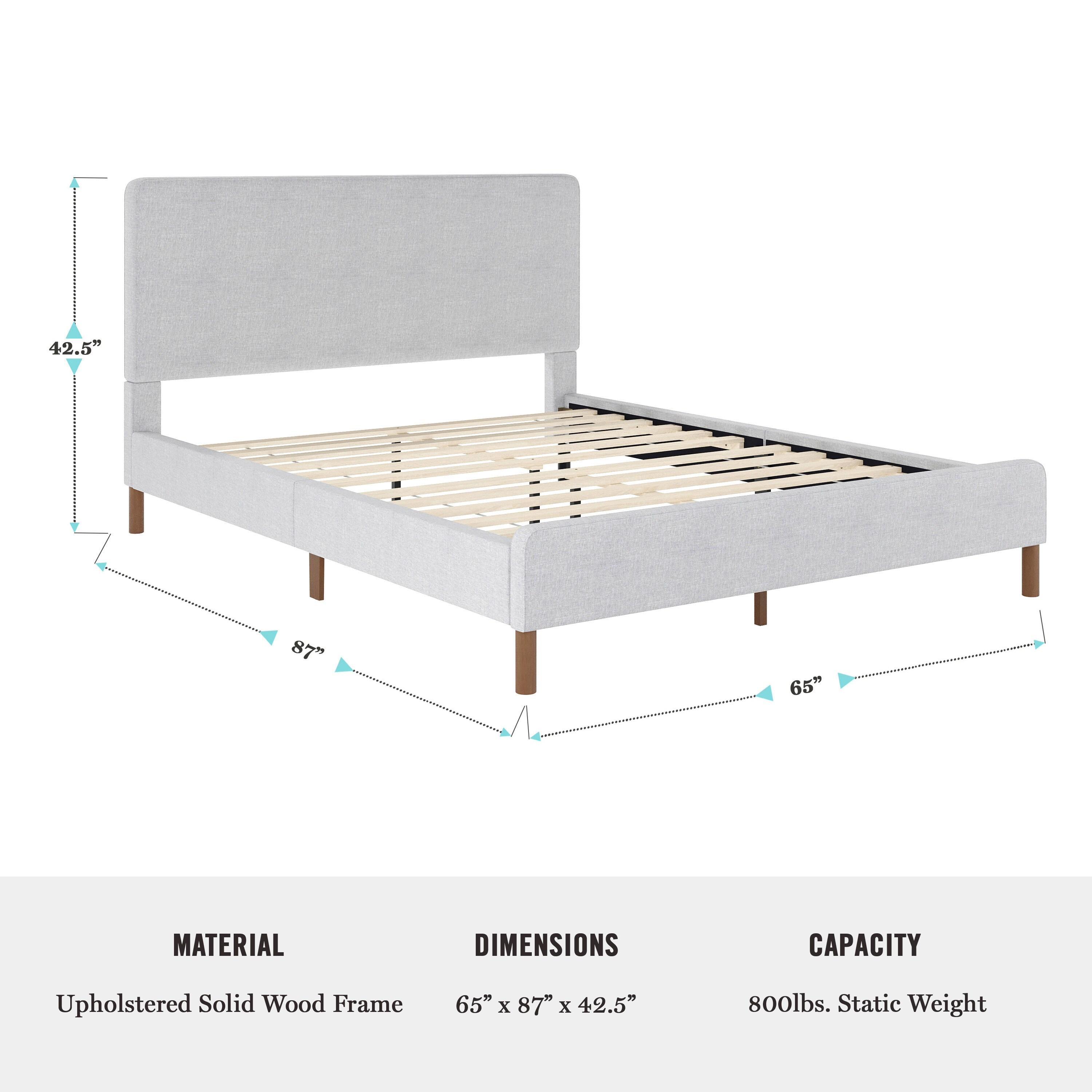 Martha Stewart Britta Upholstered Platform Bed With Piped Detail Headboard