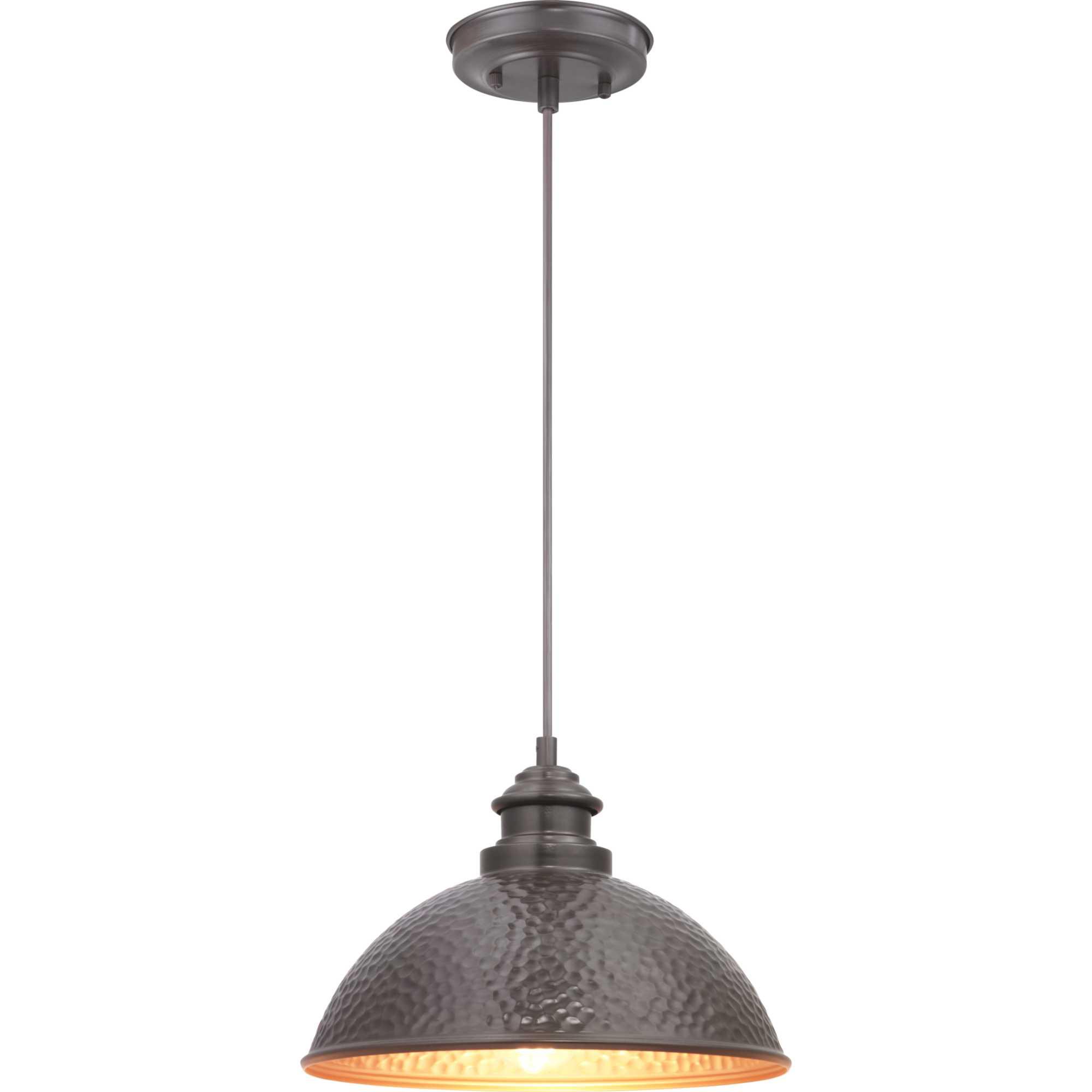 Progress Lighting Englewood 1-Light Hanging Lantern Pendant, Antique Bronze, Metallic Copper Shade