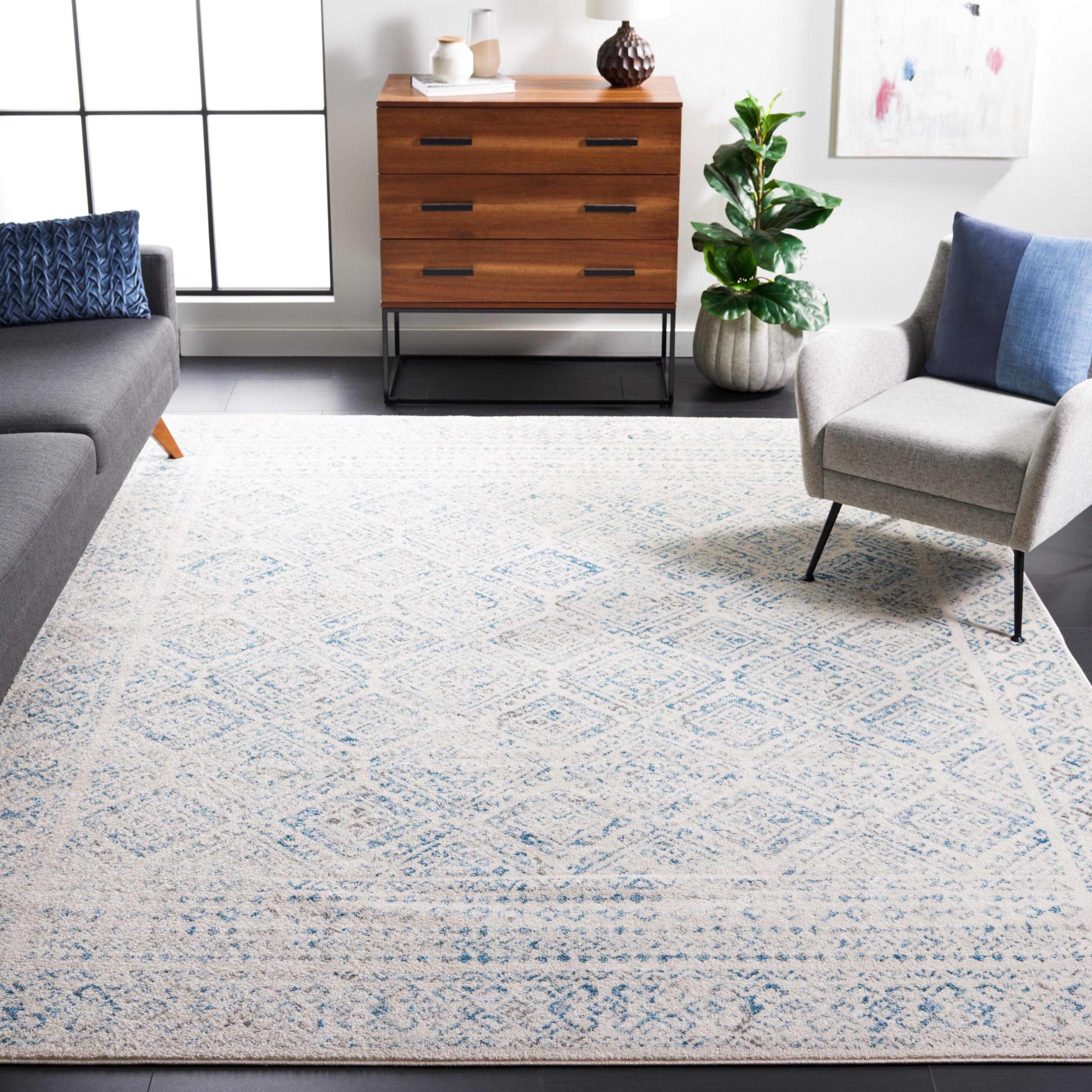 SAFAVIEH Tulum Ophelia Bordered Geometric Area Rug, 10' x 13', Ivory/Turquoise