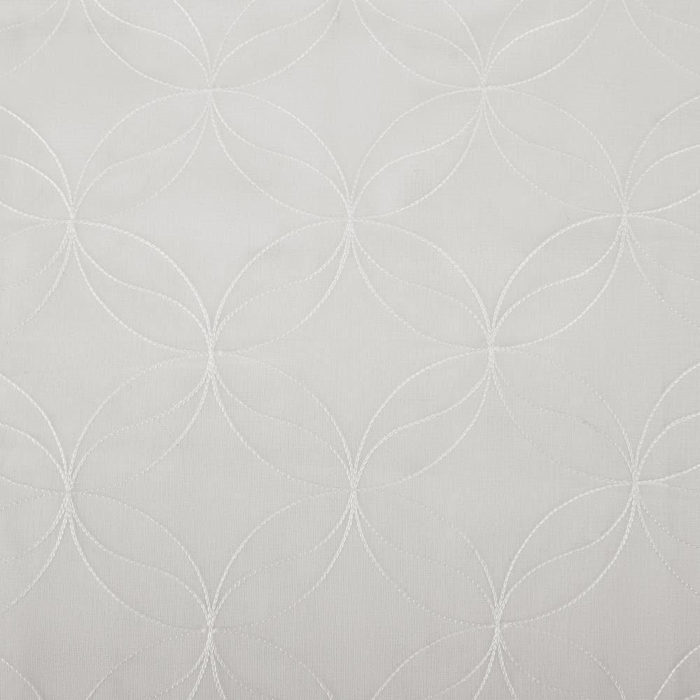 63"x50" Tamaryn Embroidered Trellis Sheer Rod Pocket Curtain Panel Ivory - No. 918: Modern Off-White Polyester Drapery