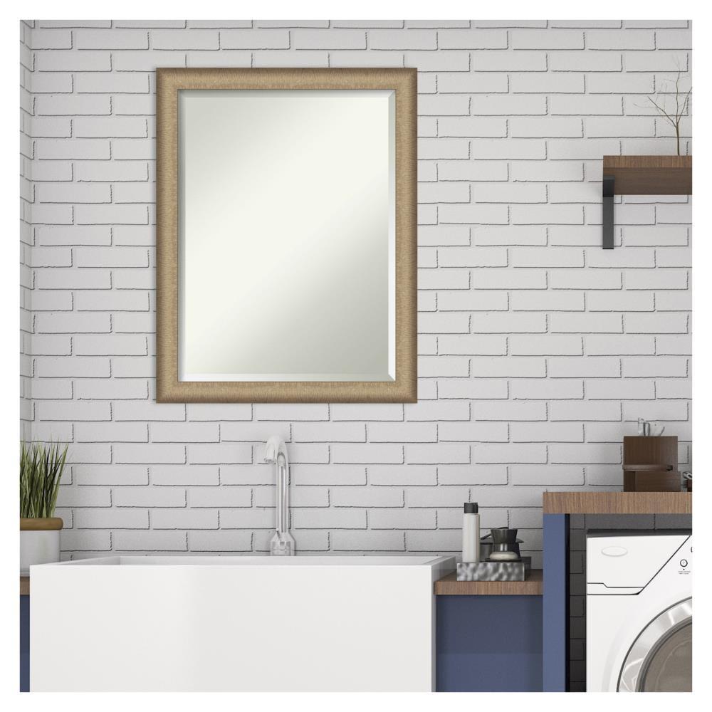 21" x 27" Elegant Brushed Framed Bathroom Vanity Wall Mirror Bronze - Amanti Art: Satin Finish, Polystyrene Frame, Wall Mounted