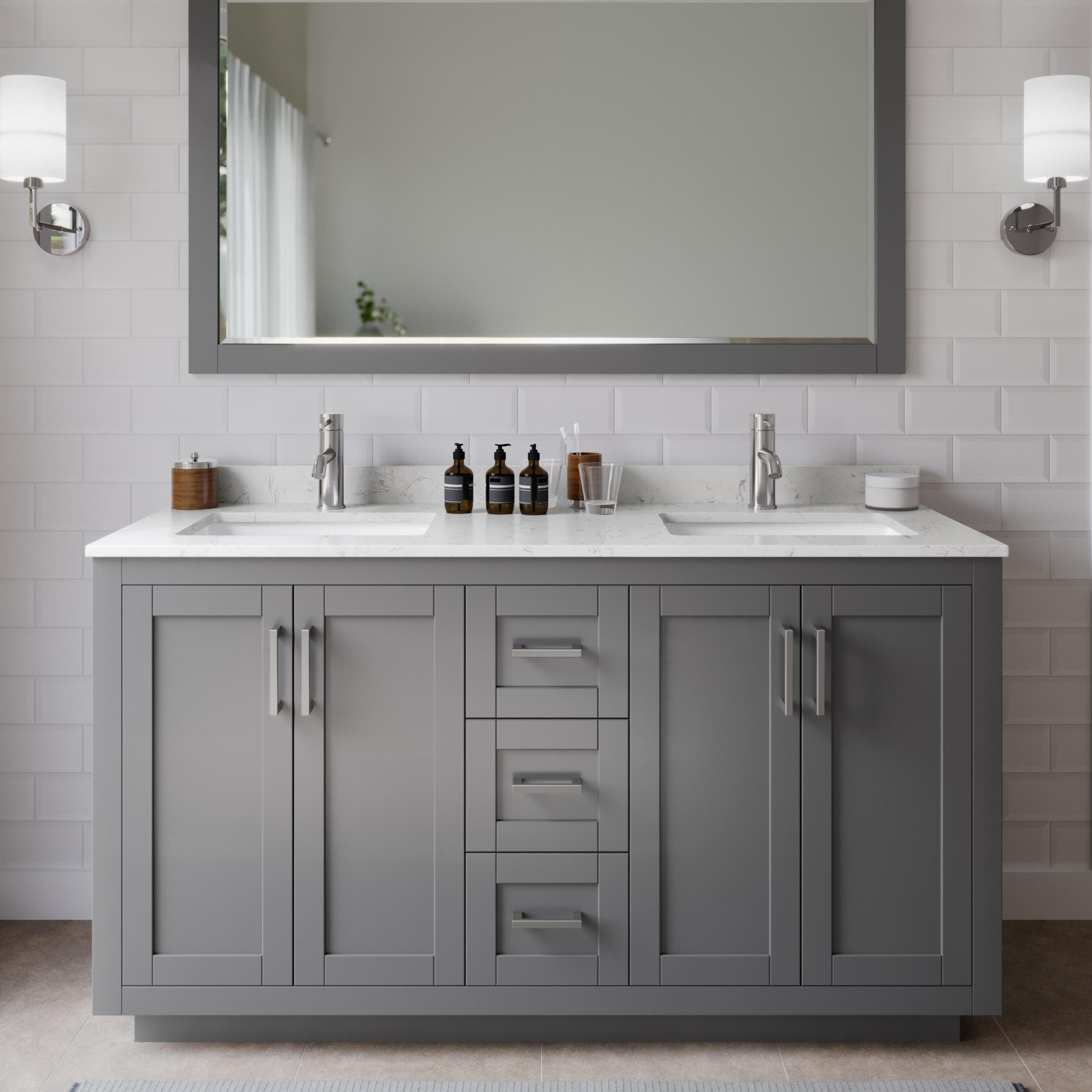 Wyndham Collection Miranda 60" Freestanding Double Bathroom Vanity with Cultured Marble Top