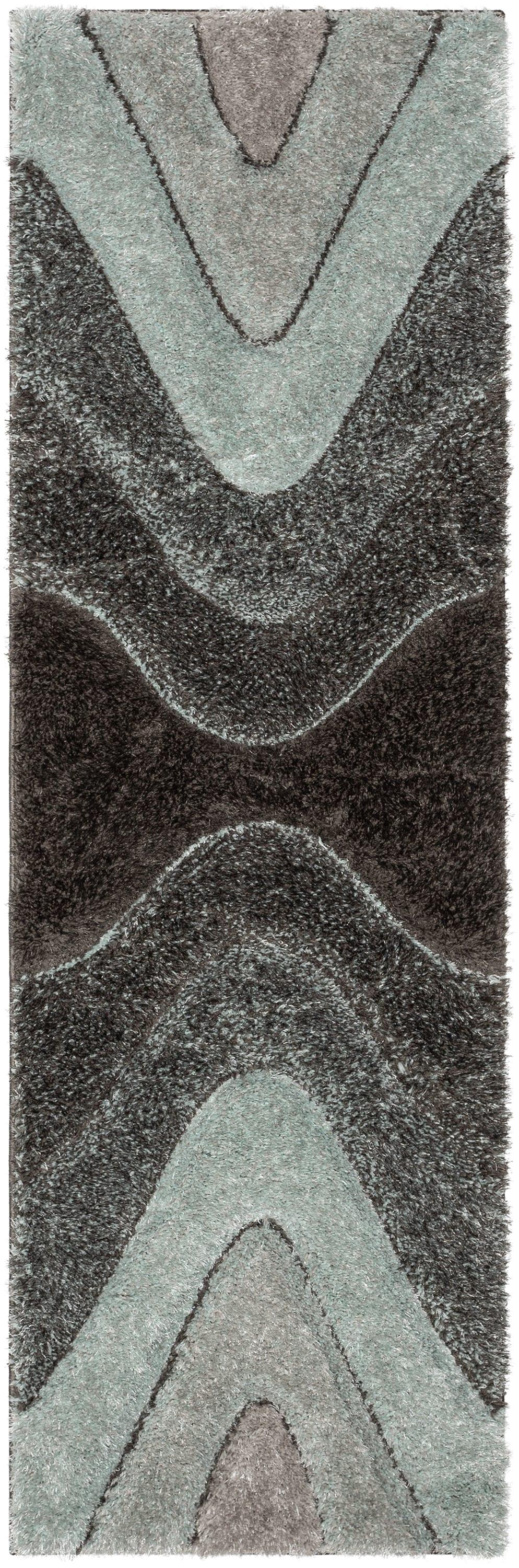 San Francisco Luz Modern Geometric Light Blue 3D Textured Thick & Soft Shag Rug