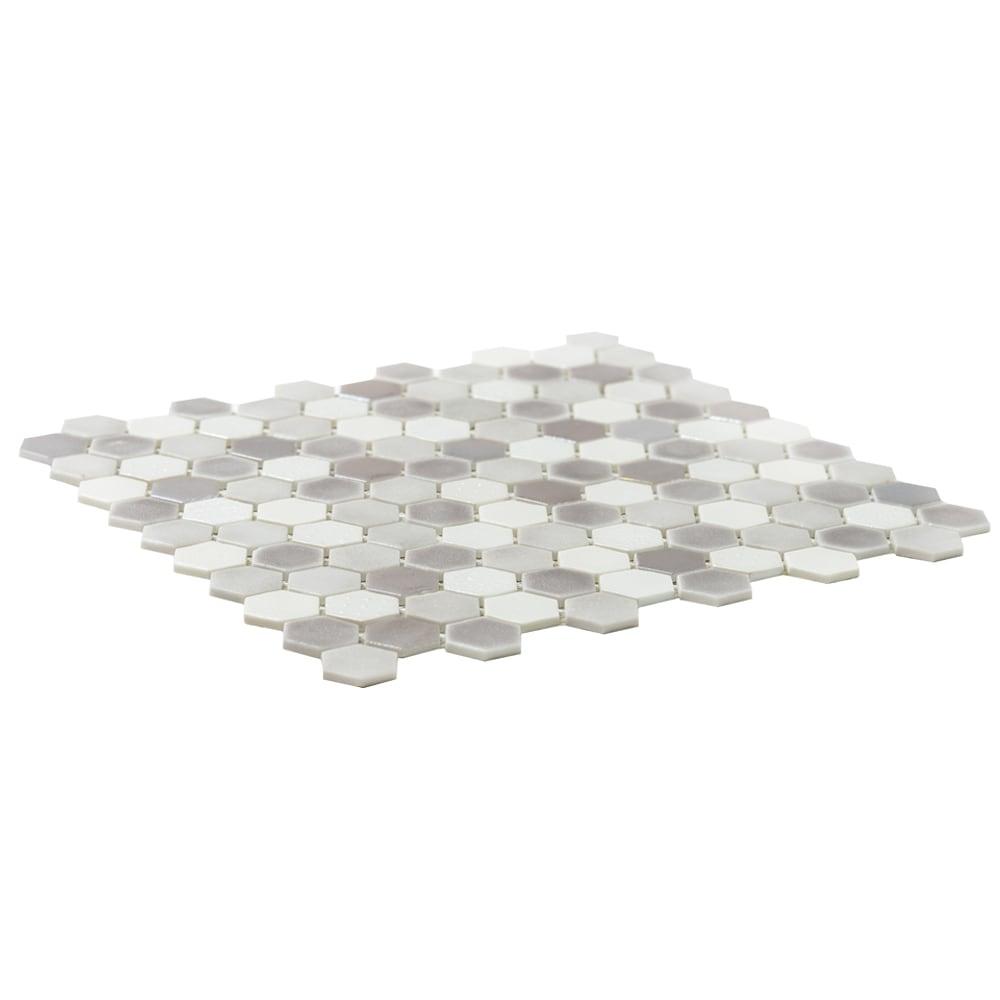 The Tile Life Eterna Hex 12x12 Dove Glass Backsplash Wall Tile - 1 Sheet (0.75 Sq. ft.)