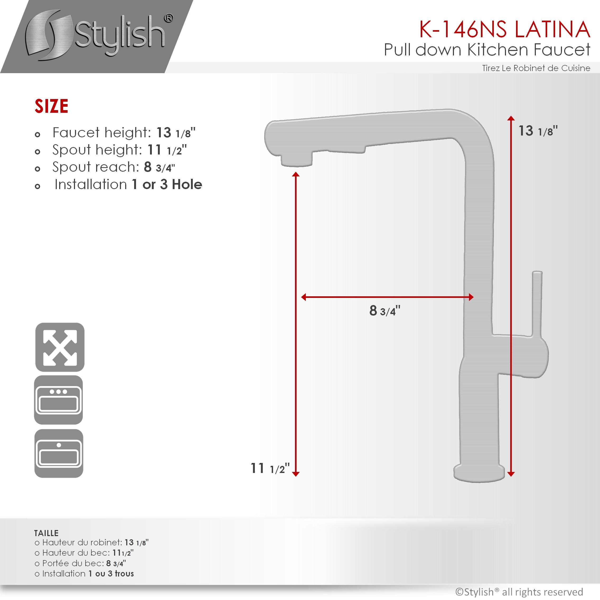 Modern Faucet Stylish Latina One-Handle Pull Down Kitchen Faucet