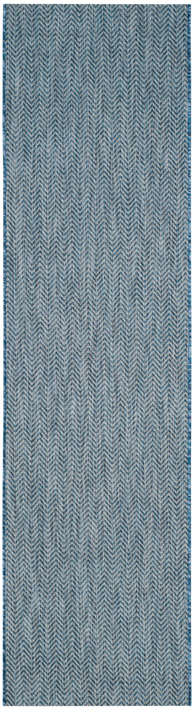 Safavieh Courtyard 2 X 22 (ft) Navy/Gray Indoor/Outdoor Solid Runner Rug