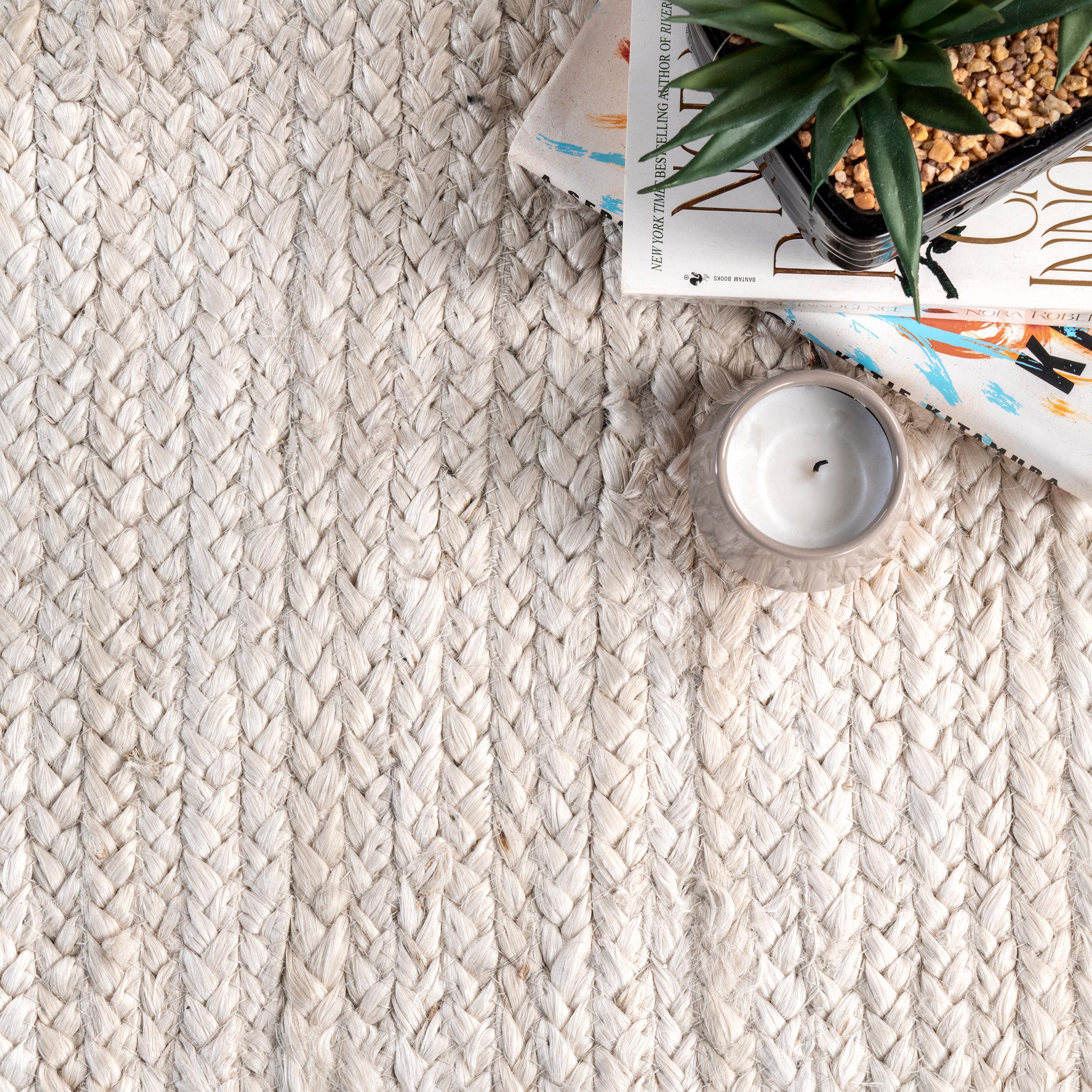 2'6"x12' Runner Hand Woven Rigo Jute Area Rug Off White - nuLOOM: Farmhouse Style, Solid Pattern, Low Pile