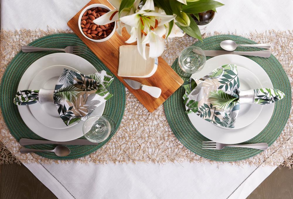 DII Metallic Woven Round Placemat, Green, 15" Diameter