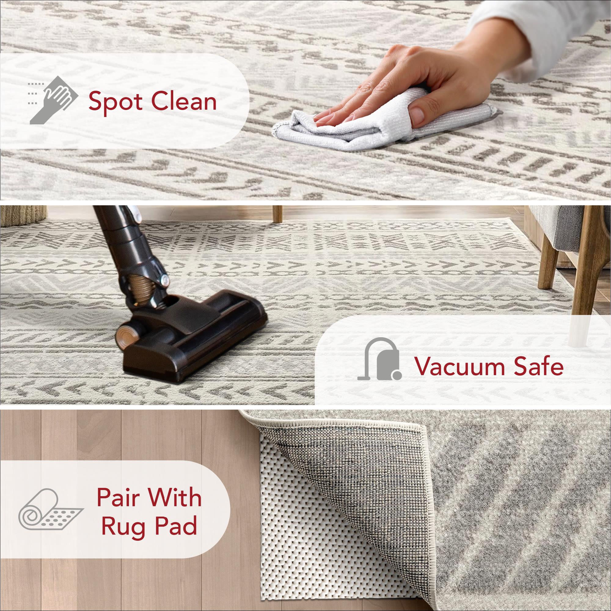 Nuloom Chloe Geometric 5x8 Indoor Area Rug for Living Room Bedroom Dining Room Kitchen, Light Grey/Ivory