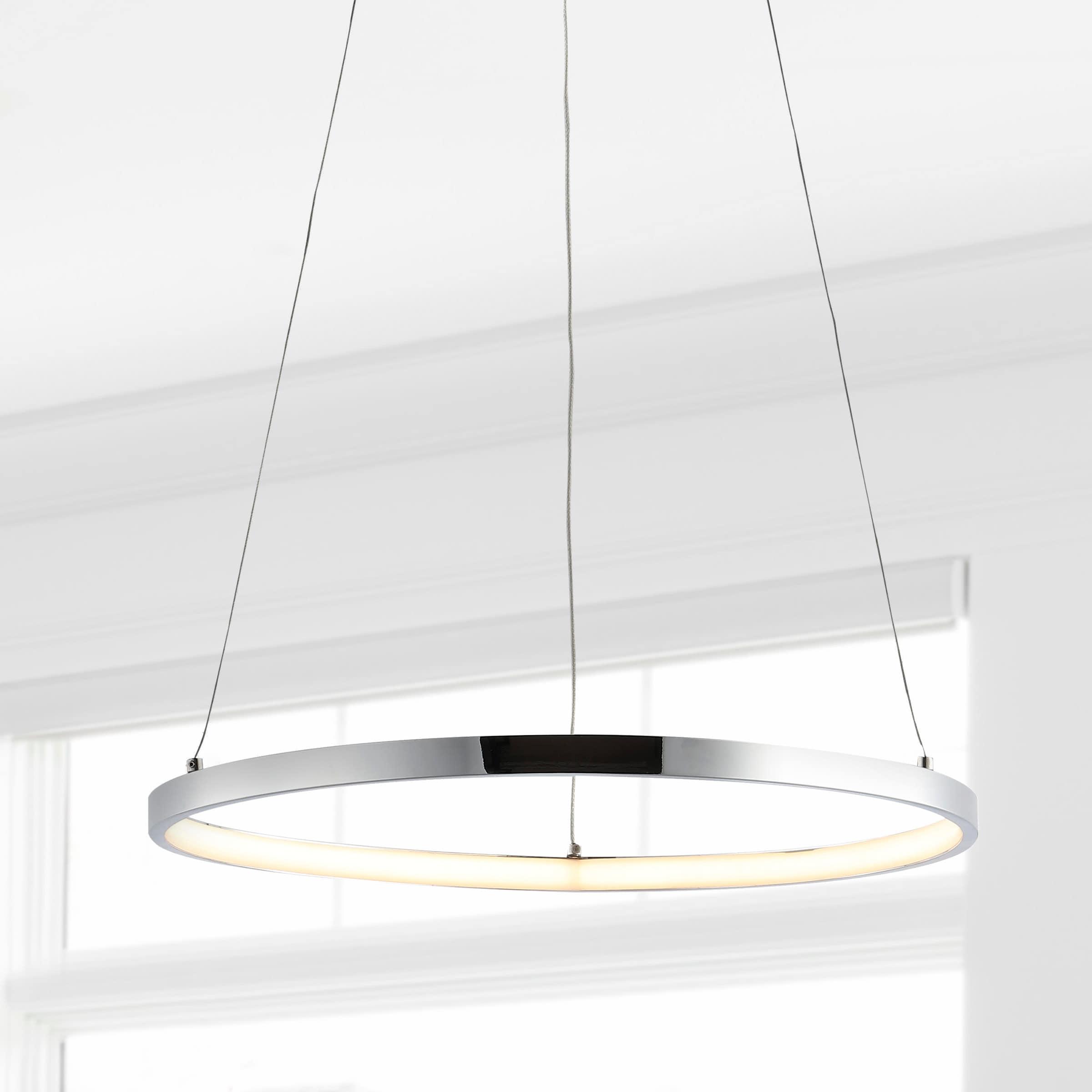 Bradley 15.75" Chrome Modern LED Round Pendant Light