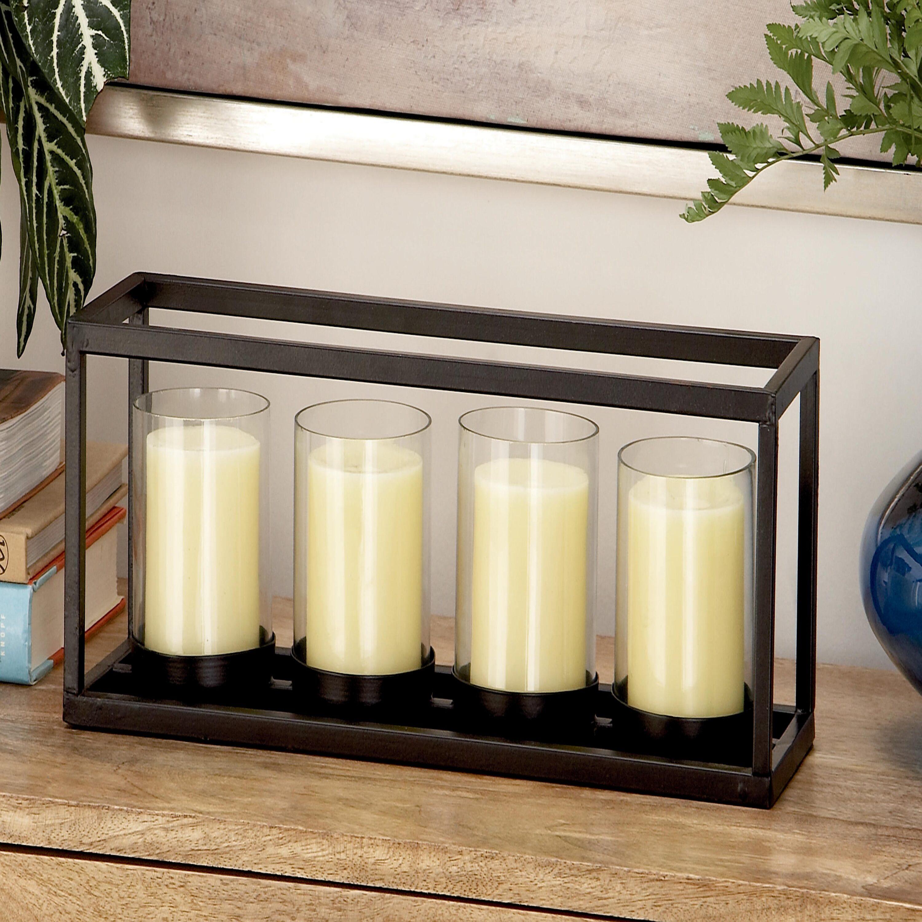 DecMode 4 Holder Black Metal Candelabra