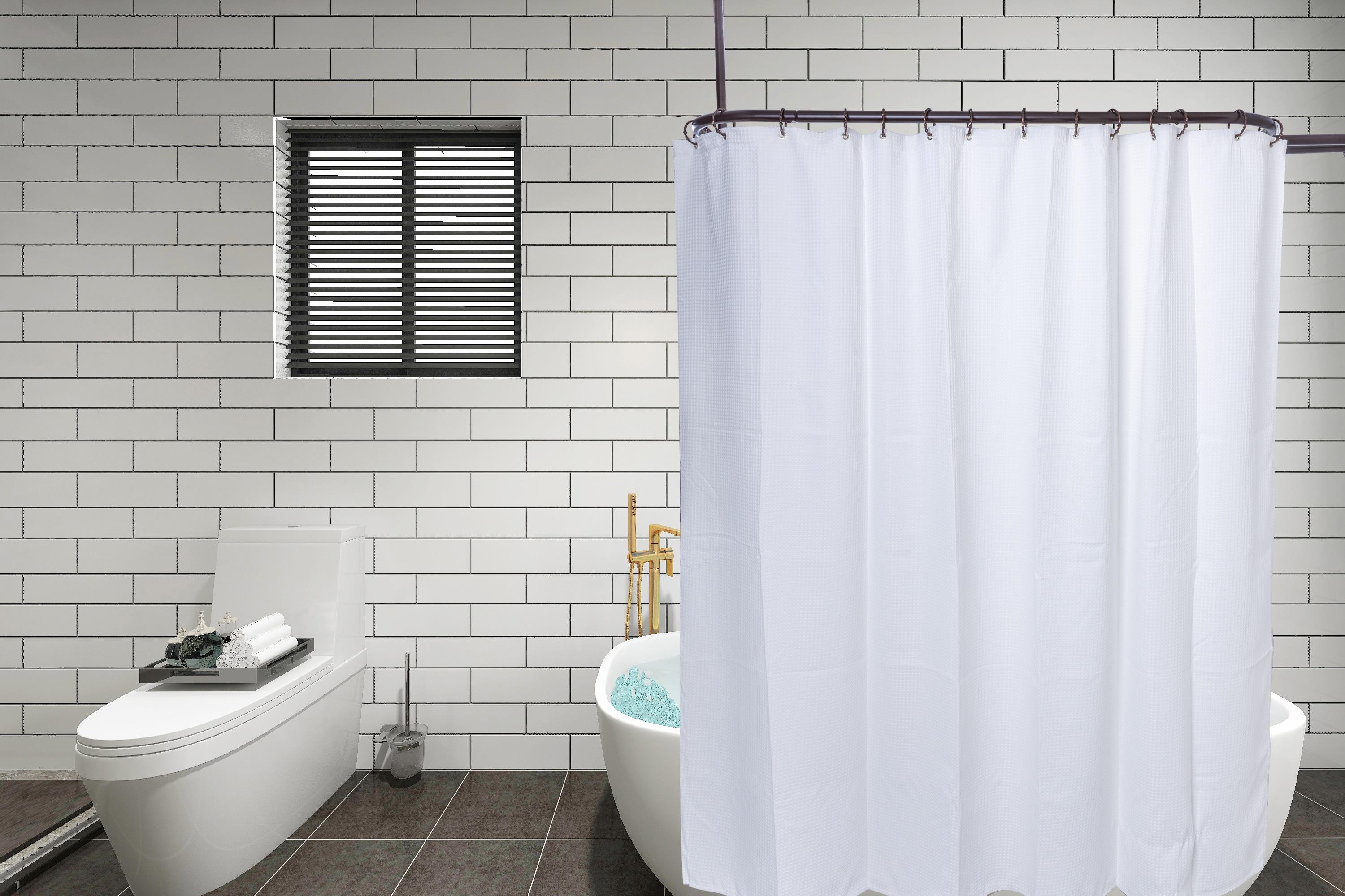 Utopia Alley Rustproof 54" L D-Shaped Fixed Shower Curtain Rod & Hook Set | Wayfair