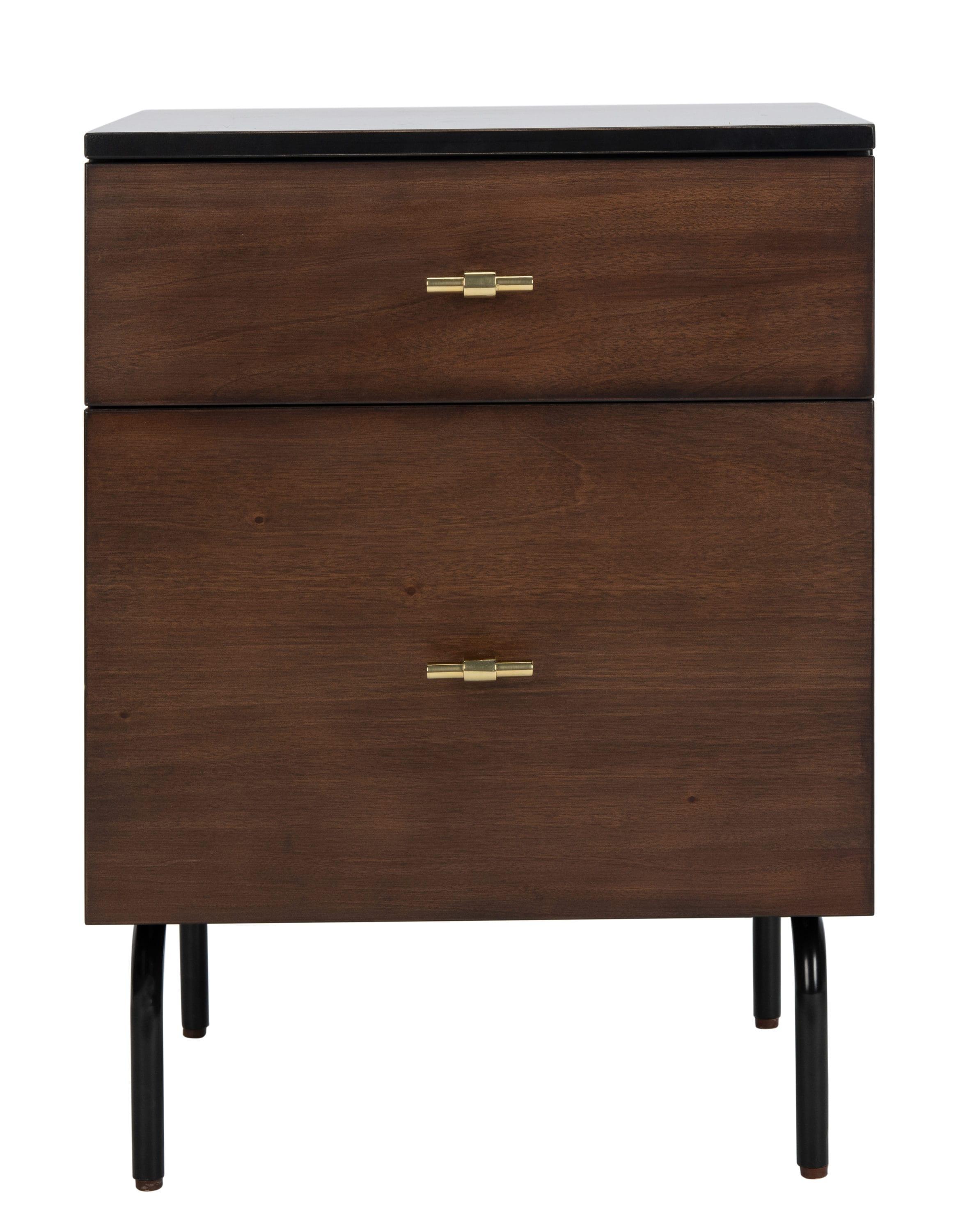 Genevieve 2 Drawer Nightstand - Walnut/Black - Safavieh.