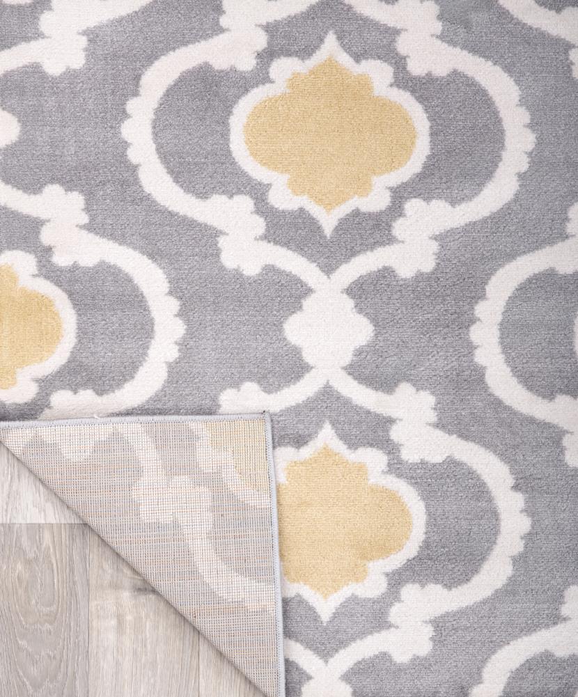 World Rug Gallery Moroccan Trellis Contemporary Indoor Area Rug - Yellow gray 6'6" x 9'