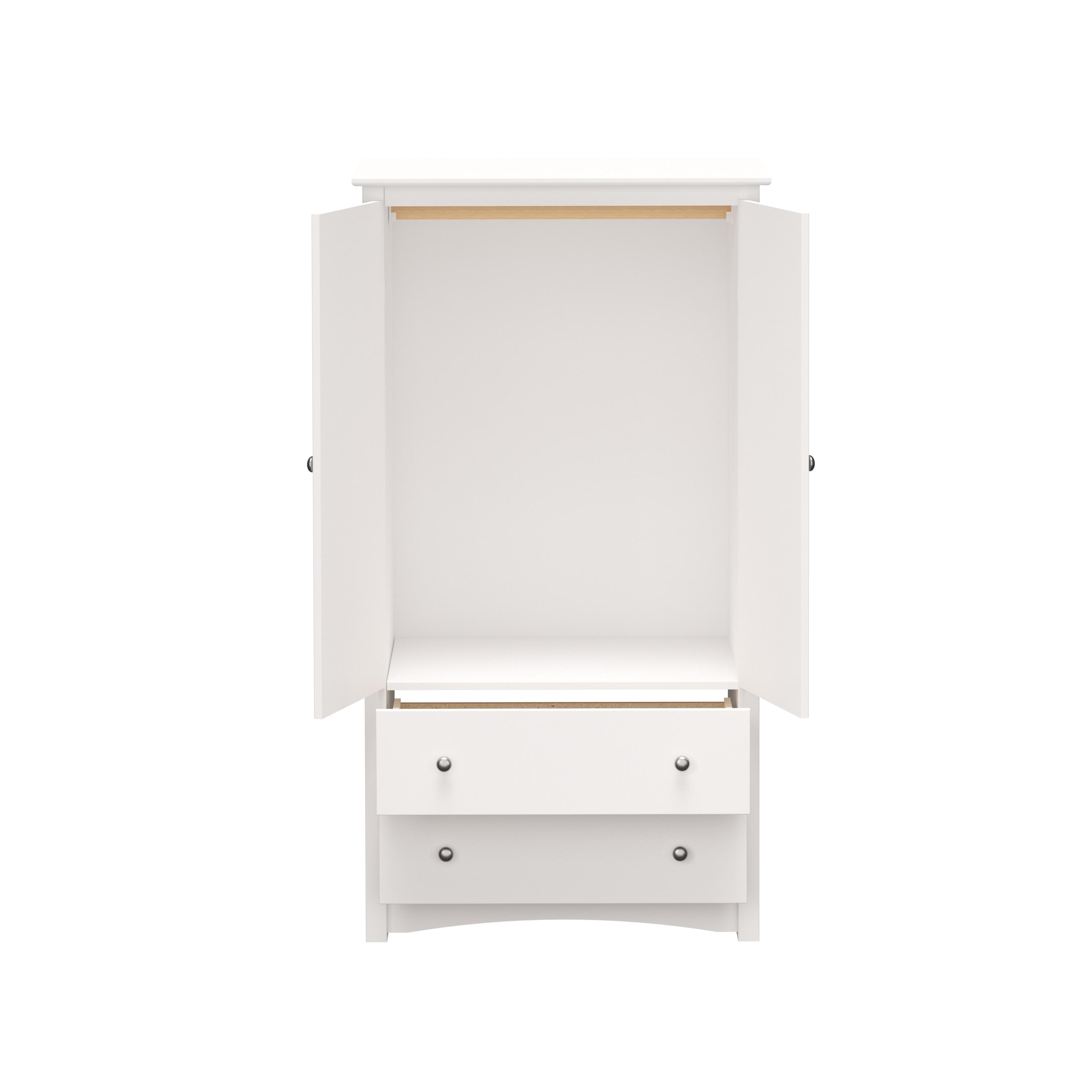 Prepac Monterey Armoire White: Transitional Style, Wood Composite, 2-Door Wardrobe for Hanging Clothes
