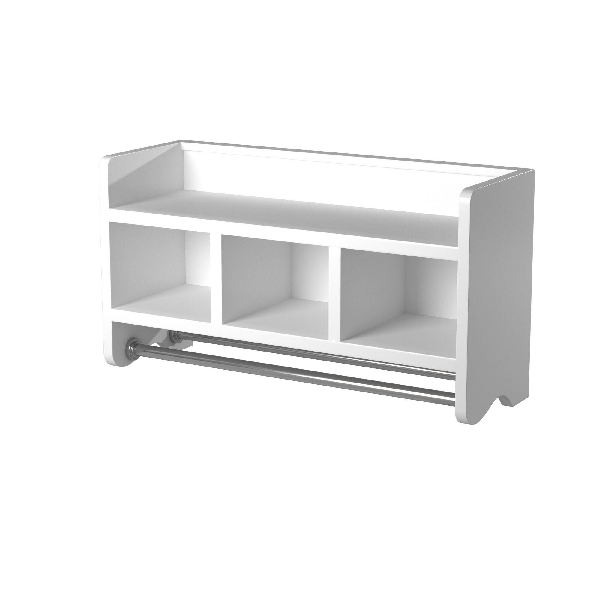 Alaterre 25" Bath Storage Shelf with Towel Rod, White