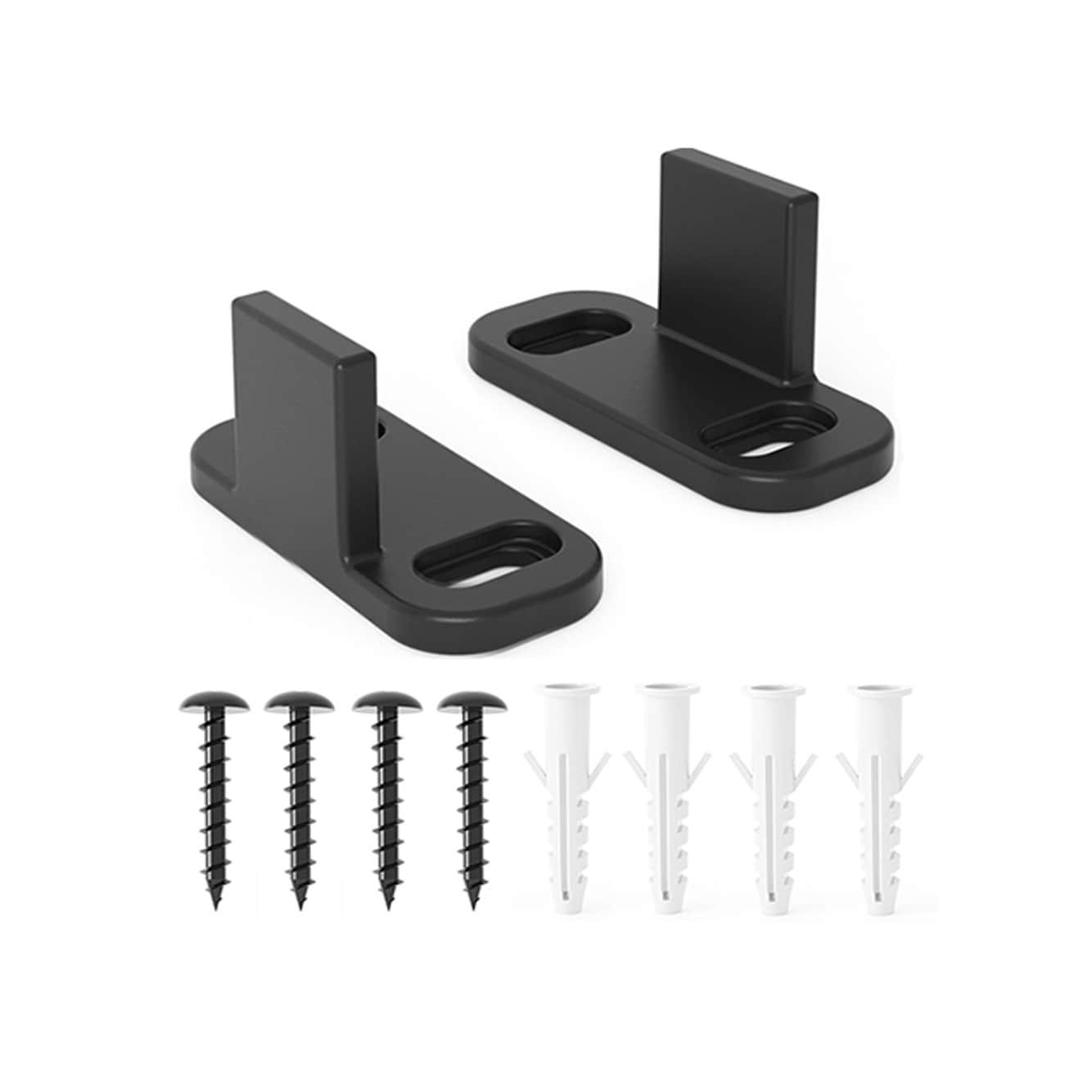 HERACLES No Groove Adjustable Sliding Door Guide, Bottom Floor Guide, Barn Door Floor Guide Floor Mount, Bypass Door Guide, Black Plastic With Screws(2Sets)