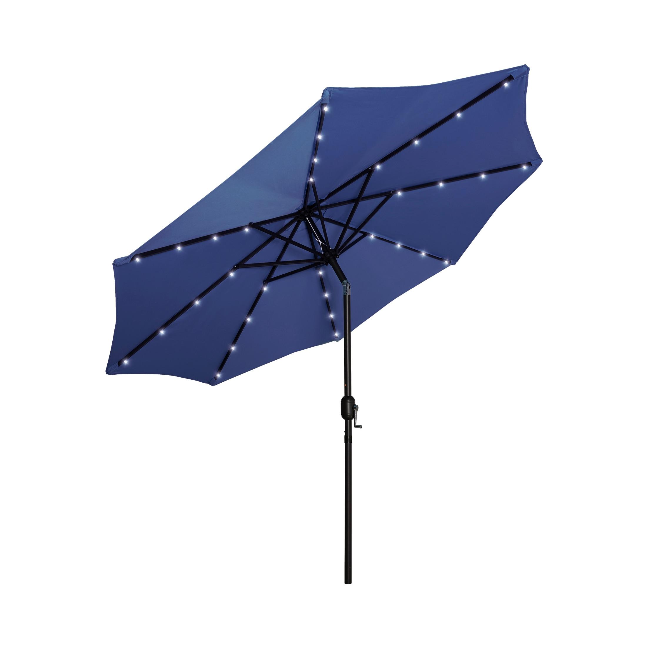 Polytrends Lucent 9-foot Solar Led Lighted Patio Umbrella Navy Blue