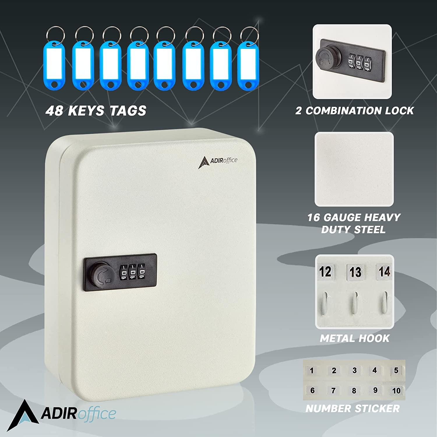 AdirOffice 30-Key Steel Secure Key Cabinet with Combination Lock (Set of 2)
