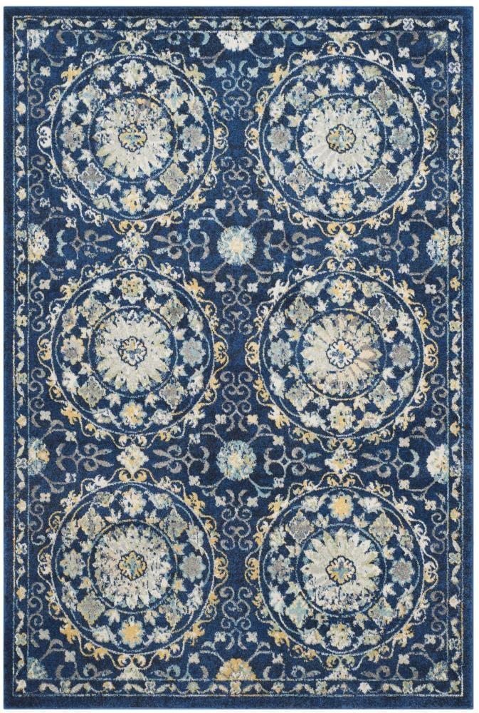 Evoke EVK252 Power Loomed Area Rug - Navy/Ivory - 5'3"x7'6" - Safavieh.