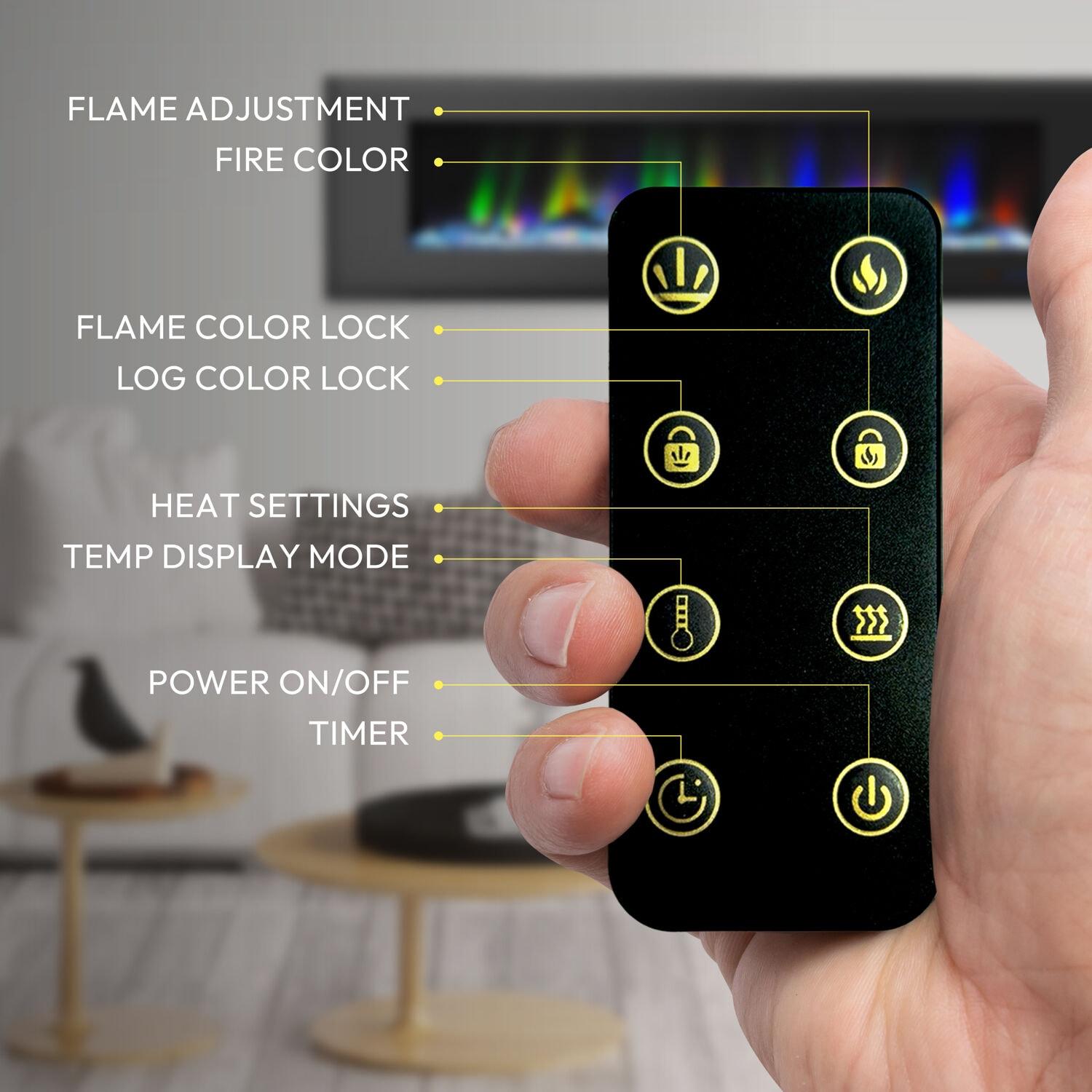 Cambridge Cambridge Wall Mount Electric Fireplace Heater with Remote Control for Indoor Use in Living Room, Bedroom, Home Office