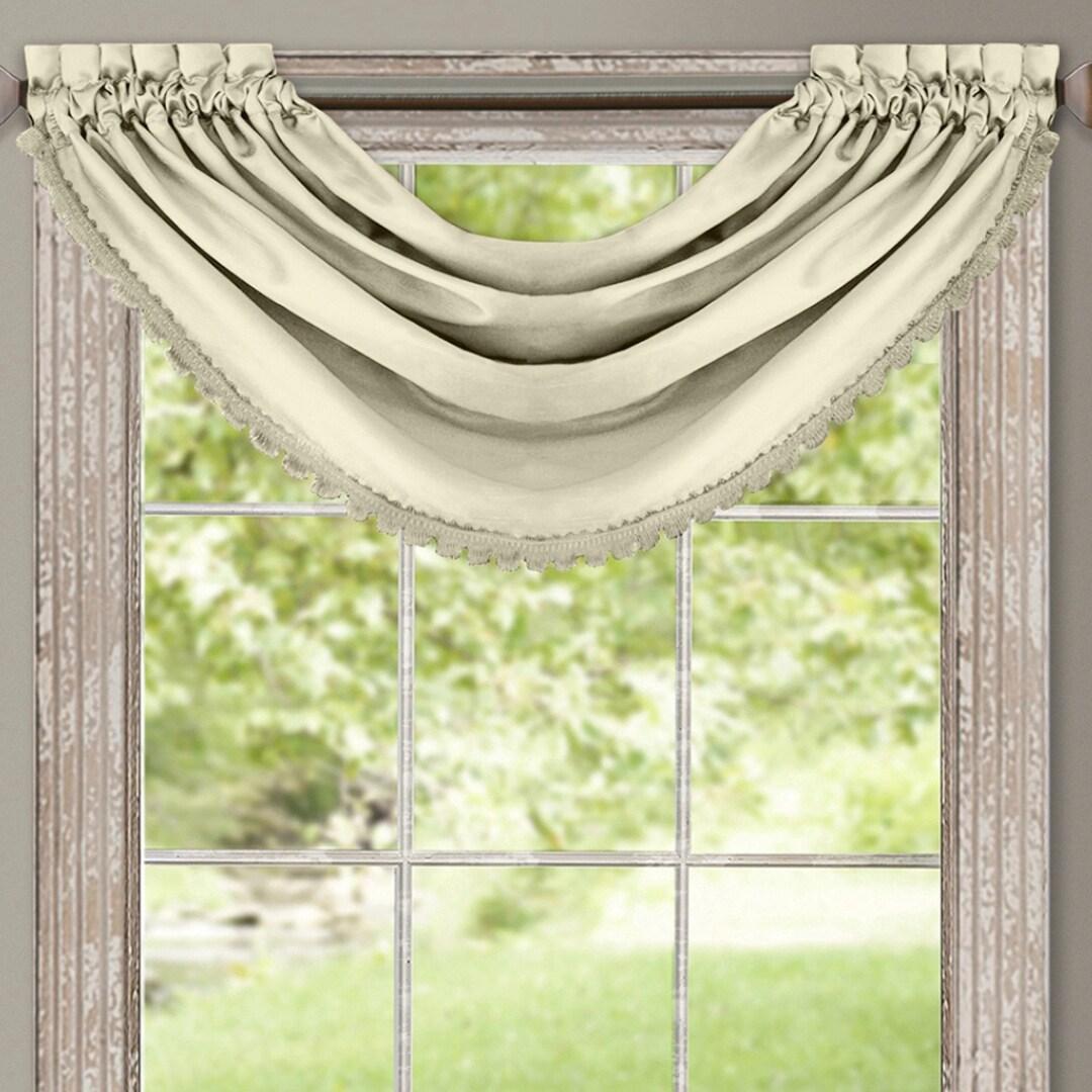 All Seasons Single Waterfall Window Valance - 52" x 36" - Ivory - Elrene Home Fashions