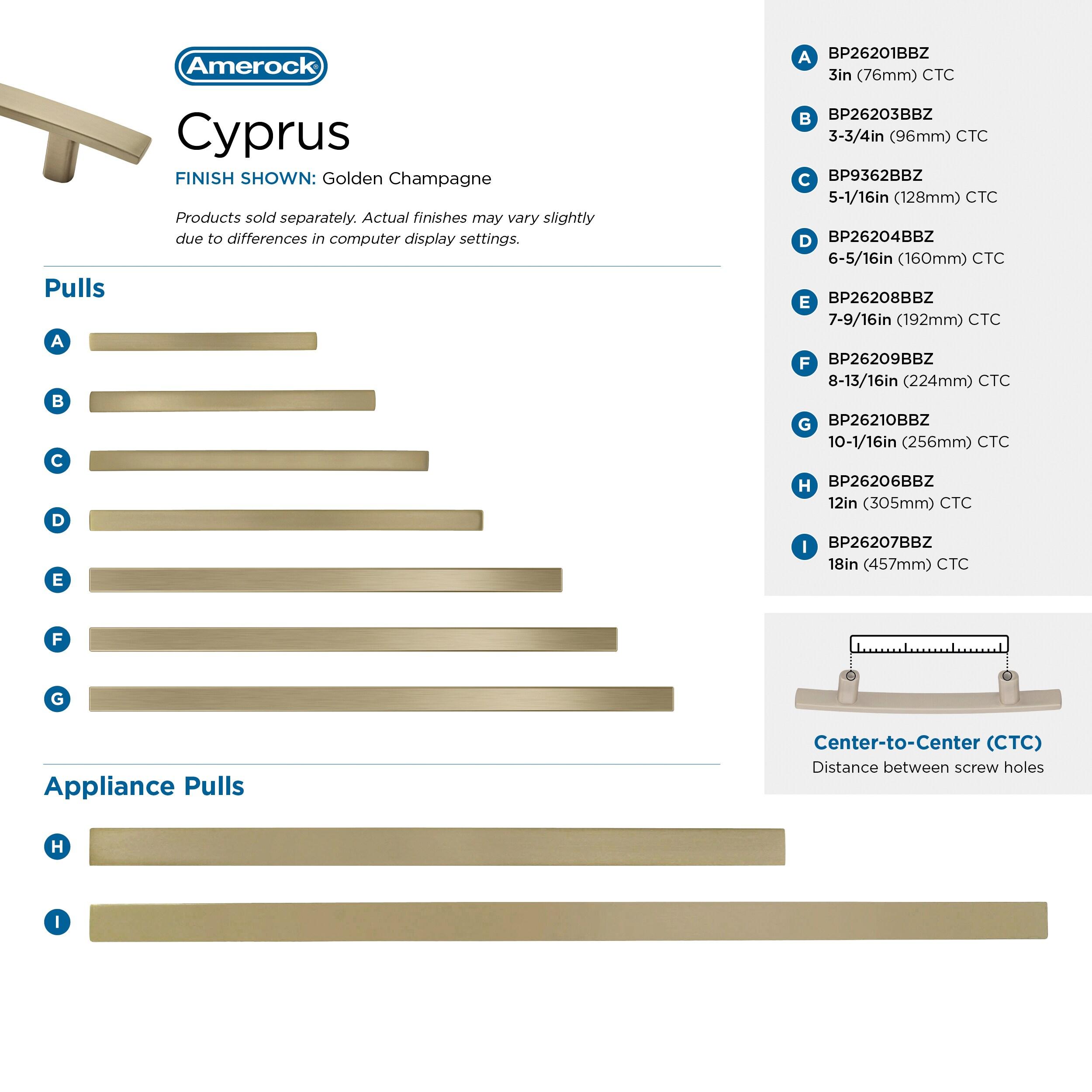 Amerock Cyprus 12 inch (305mm) Center-to-Center Golden Champagne Appliance Pull